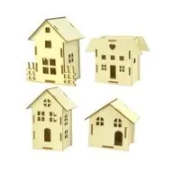 Krafters Korner Diy Wooden House - Natural Beige Color (11 X 9Cm)