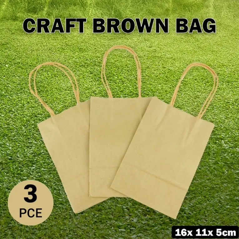 [3PCE] Krafters Korner Craft Brown Bag With Handle (11x16x5cm)