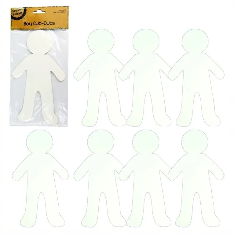 [8Pce] Krafters Korner Craft Boy Cut-Outs - White (13.5Cm X 22.5Cm)