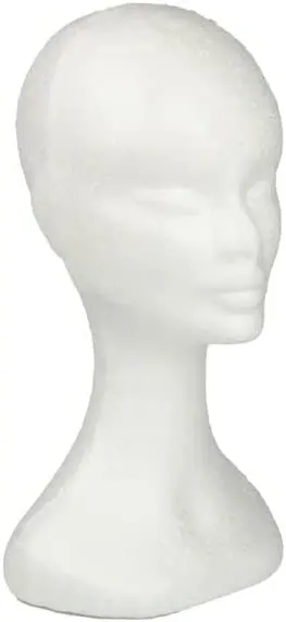 Krafters Korner Large Female Foam Head for Styling Wigs - etc.- White (H-35CM BASE-20CM)