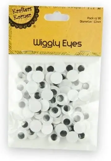 80Pce Krafters Korner Assorted Wiggly Eyes 12MM Black / White for Crafts Decorations - Durable and Funny