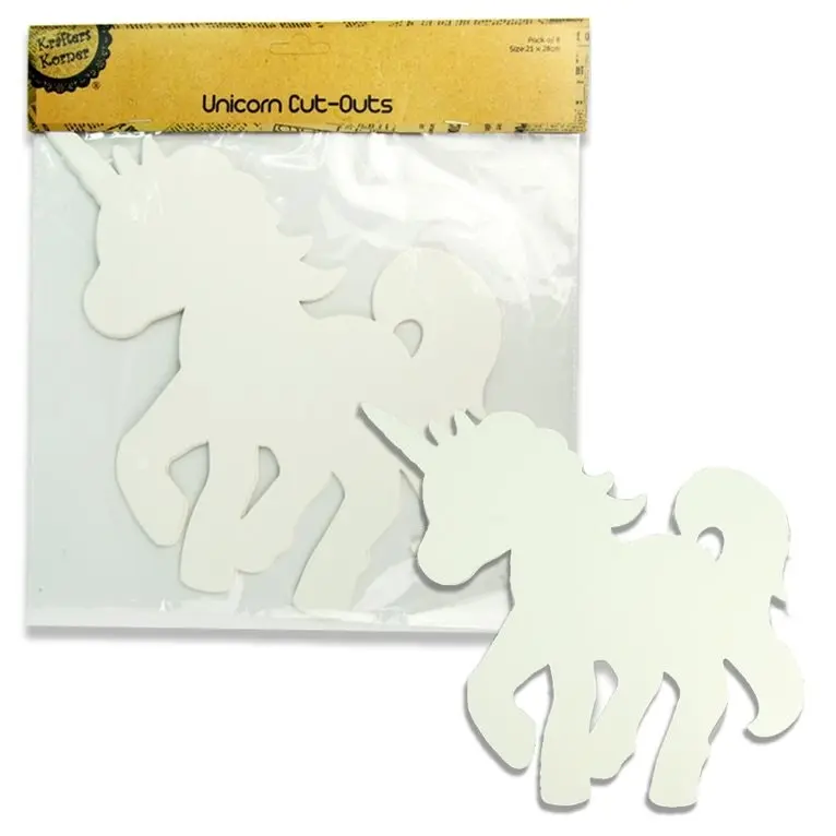 [8Pce] Krafters Korner Craft Unicorn Cut-Outs - White (21cm x 28cm)