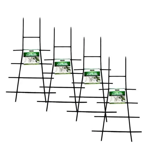 Green Garden 4PK Support Stake Plant Trainer 57cm x 23cm Black Vine Support Mini Garden Trellis for Climbing Plants