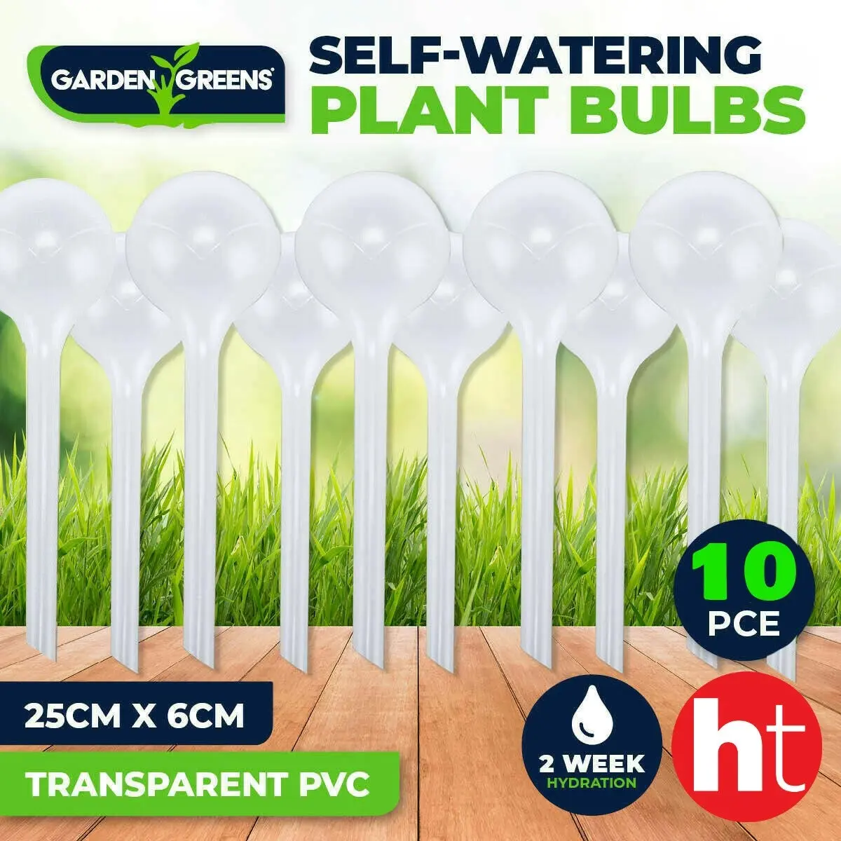 Garden Greens 10PCE Self Watering Plant Bulbs 2 Week Hydration 240ml