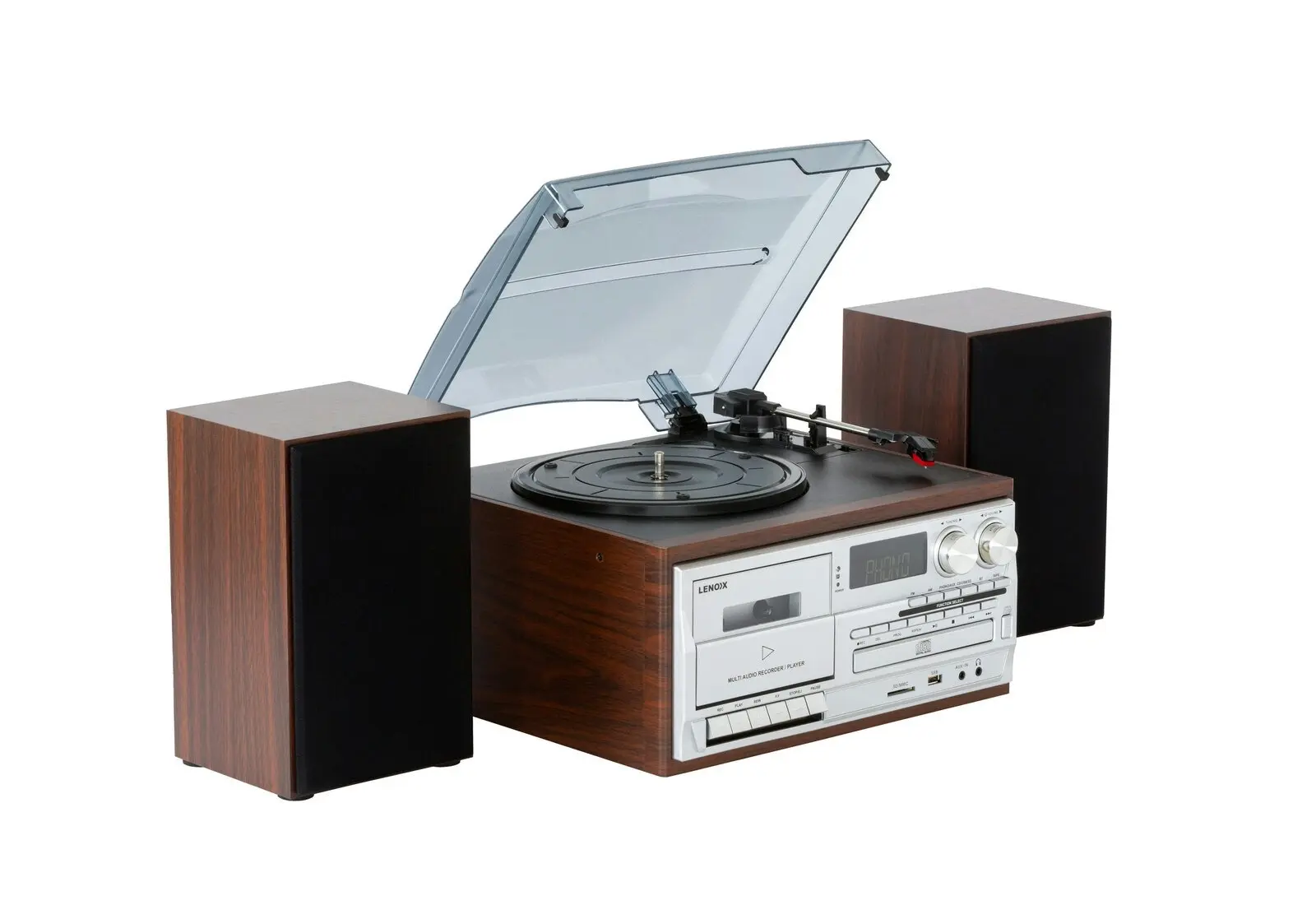 Audio Home Entertainment System (Brown) Turntable, CDs, Vinyl, Bluetooth & More