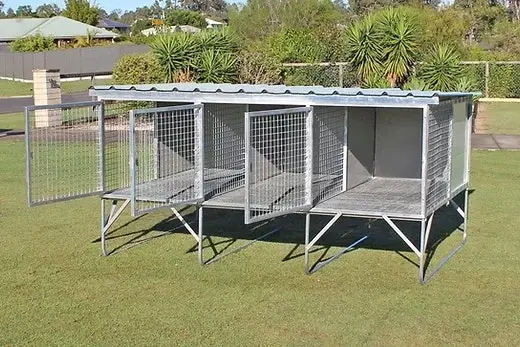 3-Bay Raised Dog Kennel