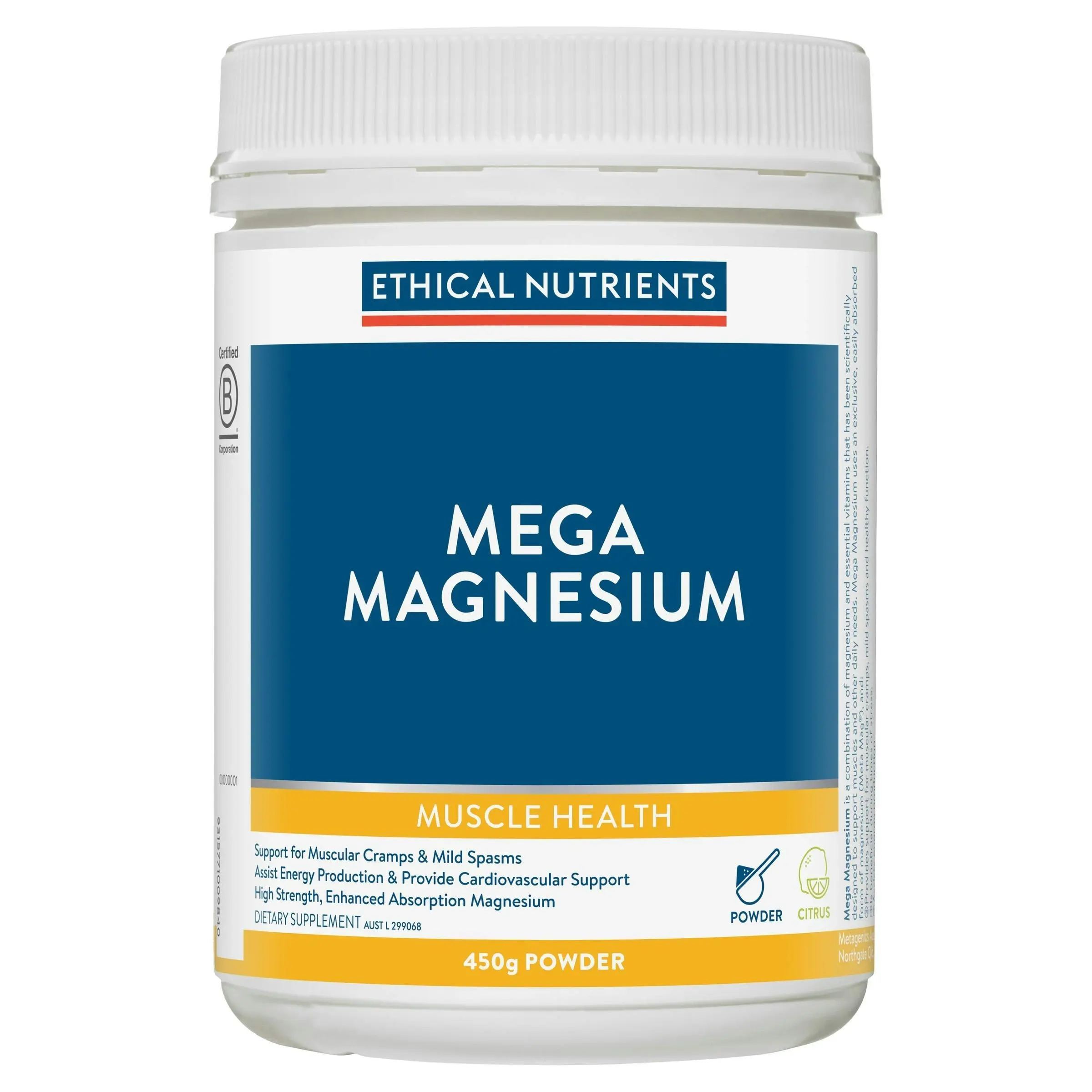 Ethical Nutrients Mega Magnesium Powder Citrus 450g