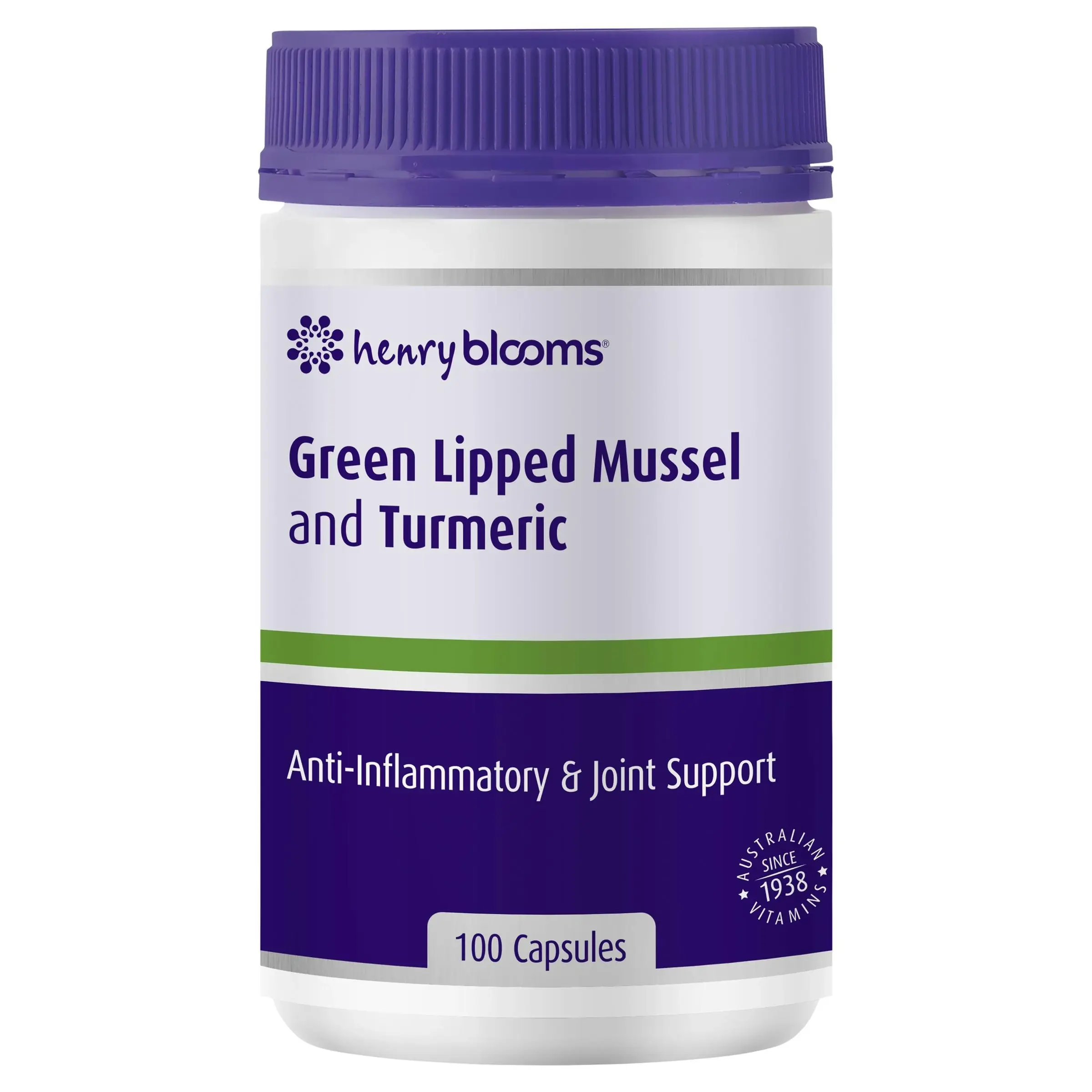 Henry Blooms Green Lipped Mussel 500Mg And Turmeric 1500Mg With Biop 100 Vegetarian Capsules