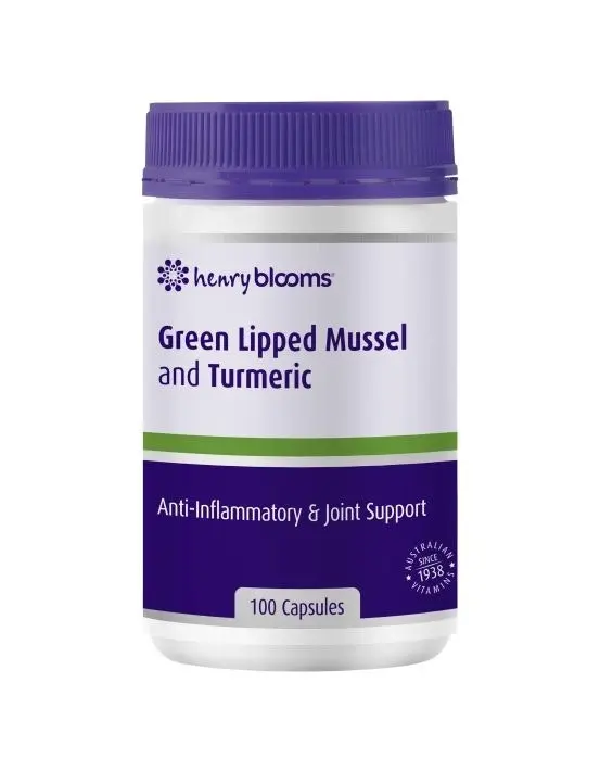 Henry Blooms Green Lipped Mussel 500Mg And Turmeric 1500Mg With Biop 100 Vegetarian Capsules