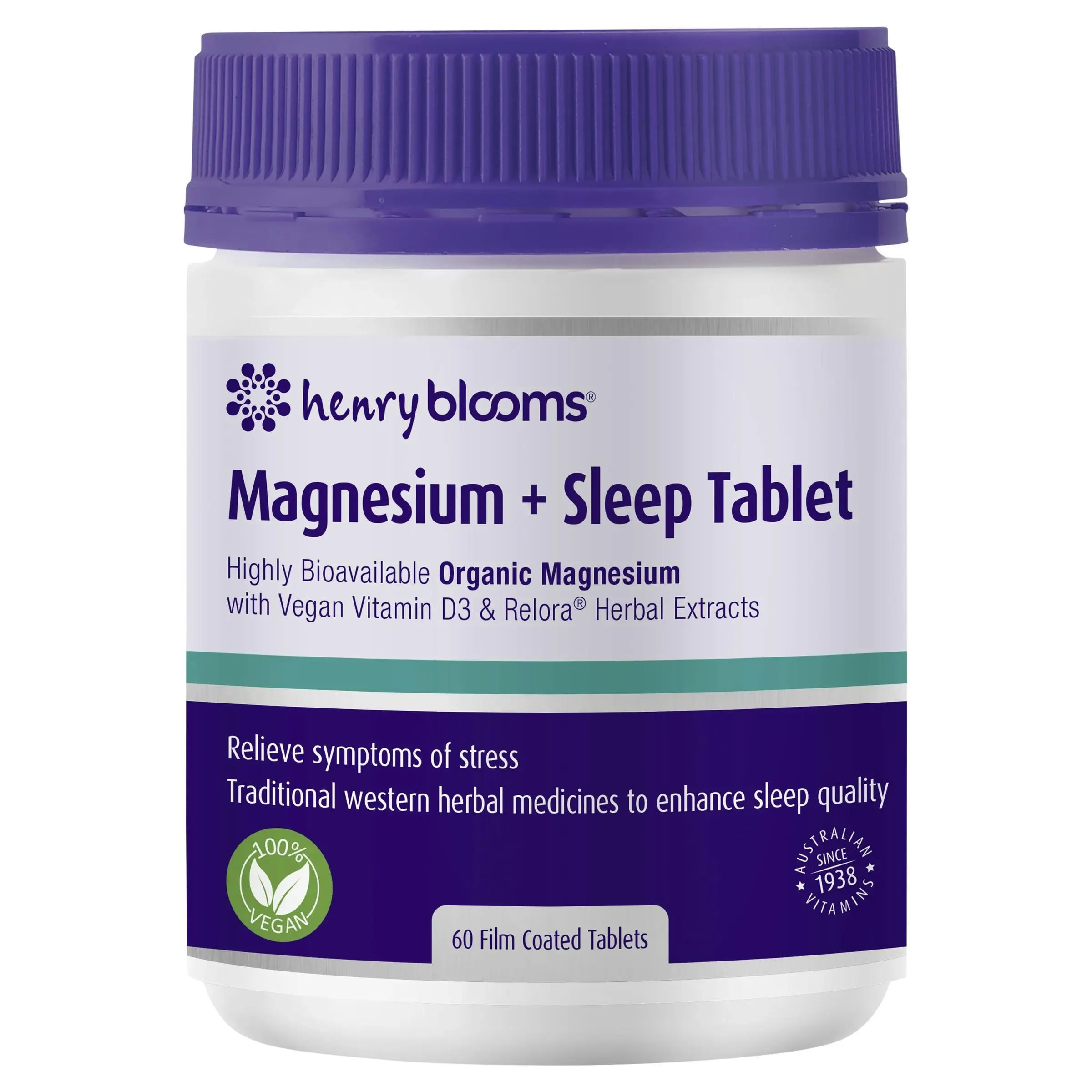 Henry Blooms Magnesium + Sleep 60 Tablets