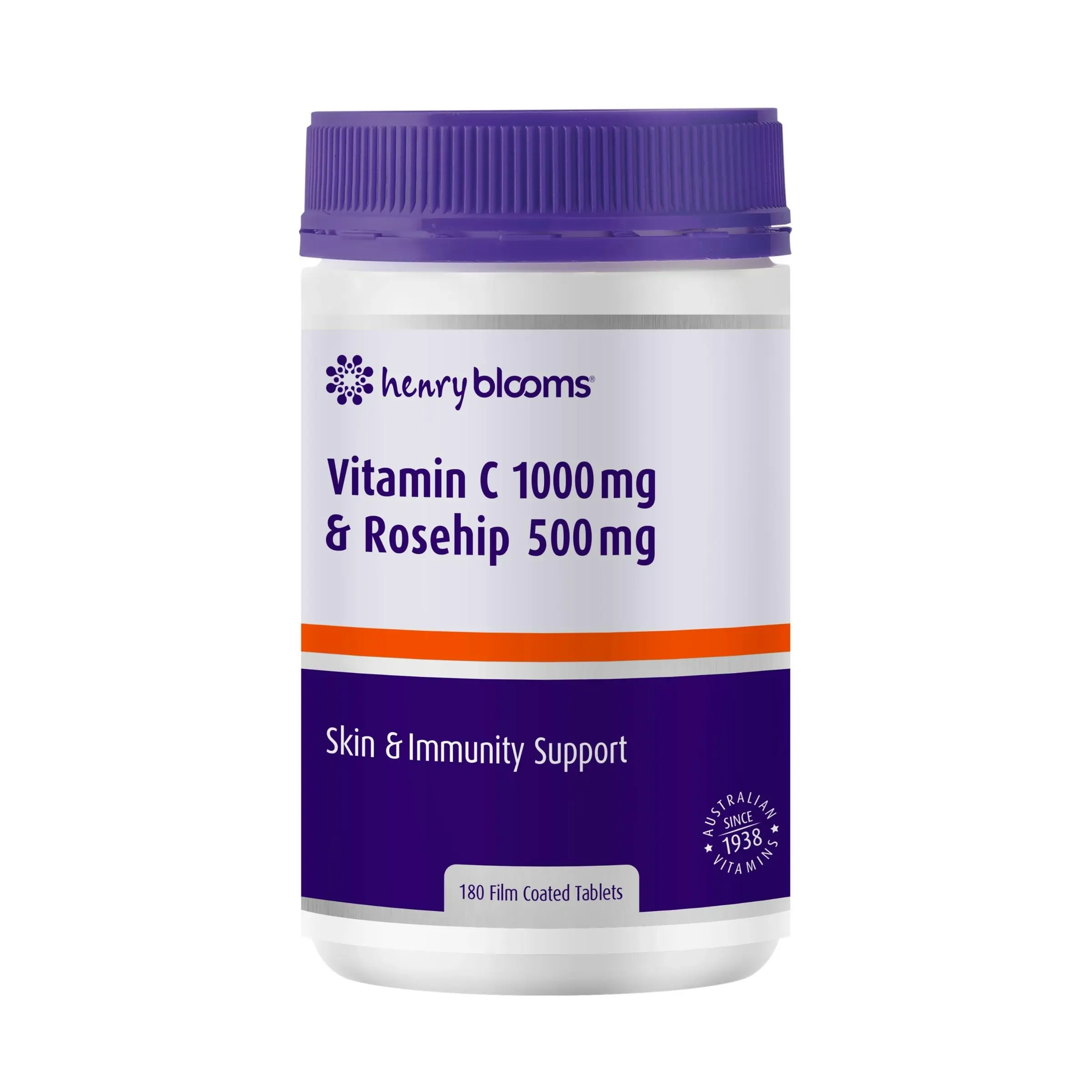 Henry Blooms Vitamin C 1000Mg + Rosehip 500Mg 180 Tablets