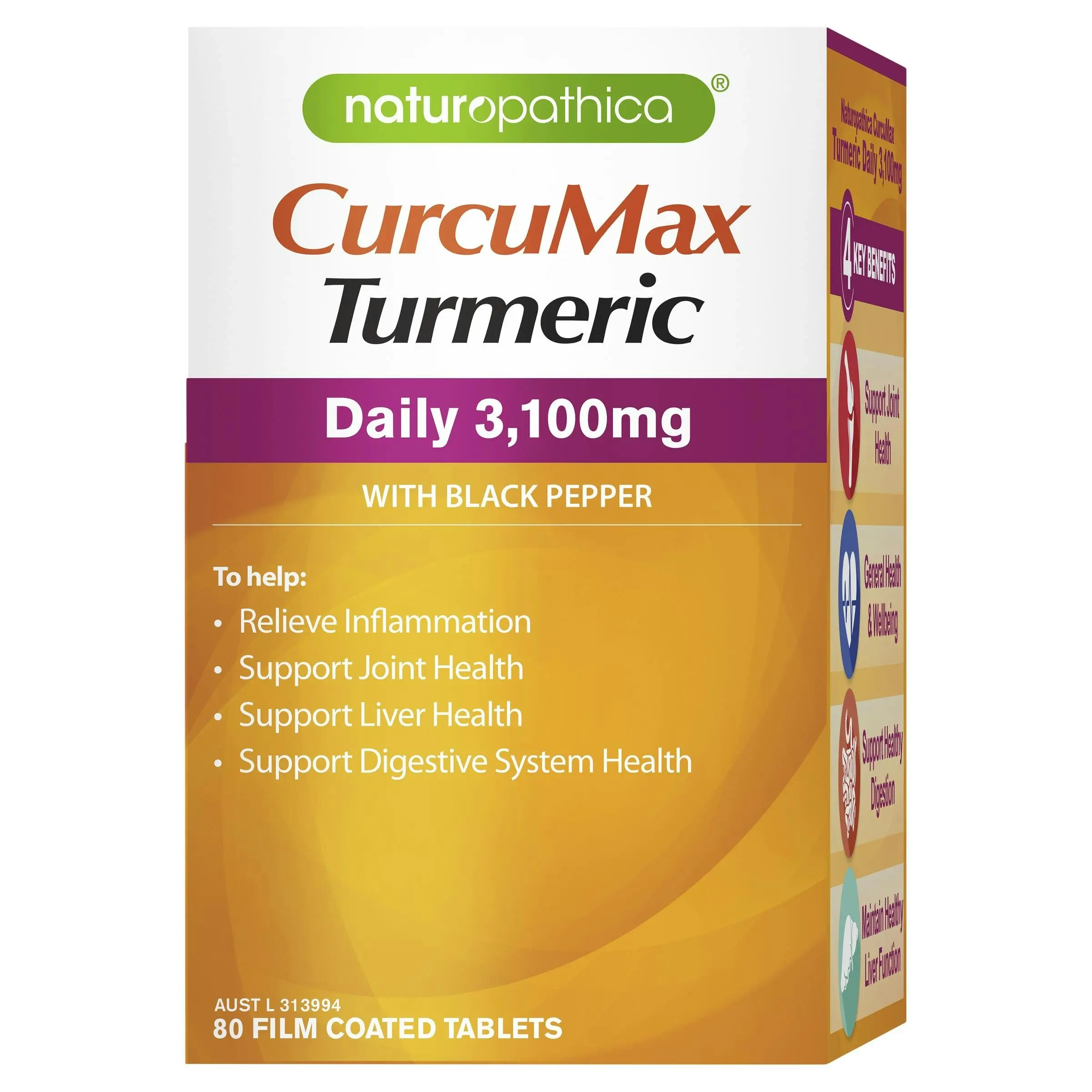 Naturopathica CurcuMax Turmeric Daily 3,100mg 80 Tablets