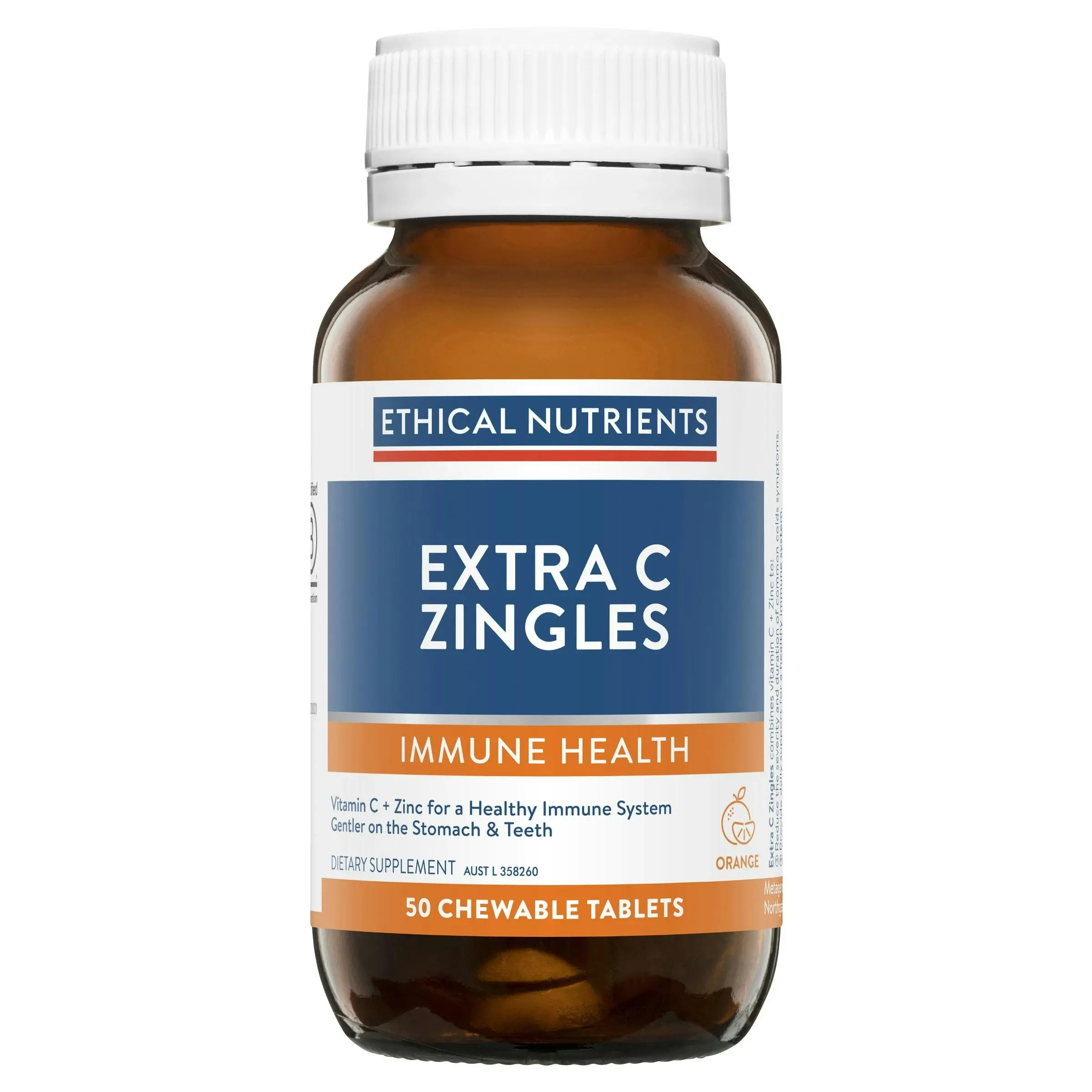 Ethical Nutrients Extra C Zingles (Orange) 50 Tablets