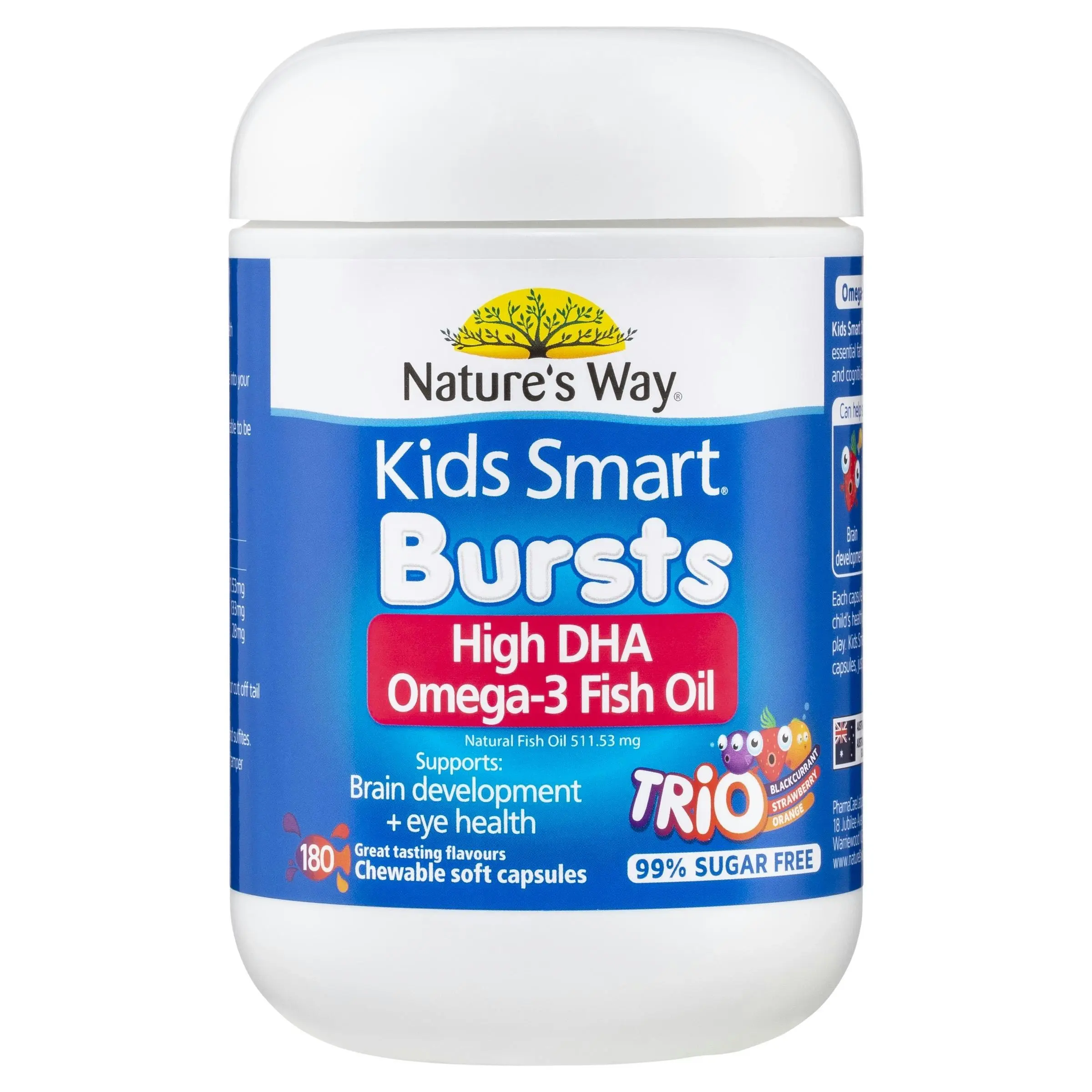 Nature's Way Kids Smart Bursts High DHA Omega-3 Fish Oil 180 Chewable Soft Capsules