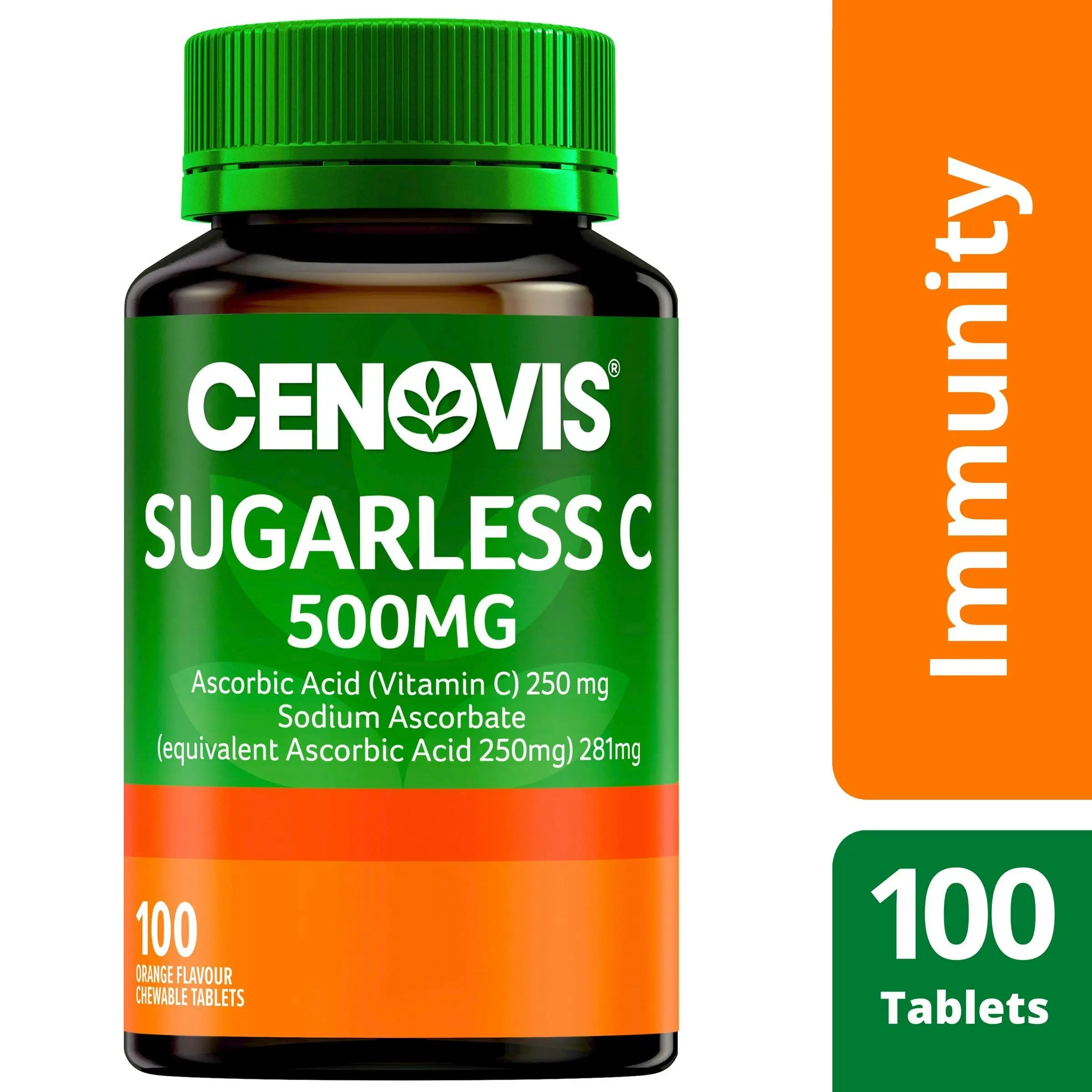 Cenovis Sugarless C 500mg Orange Flavour 100 Chewable Tablets