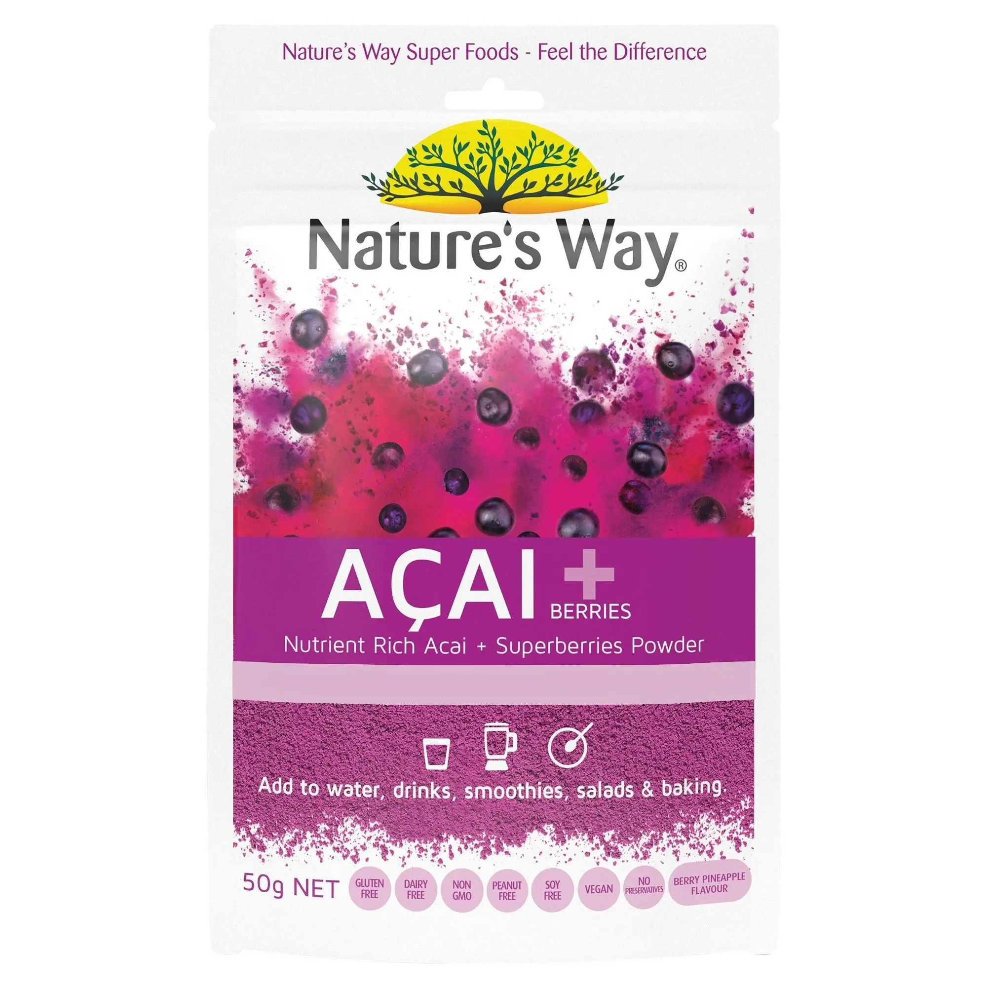 Nature's Way Superfoods Acai + Berries Powder 50g