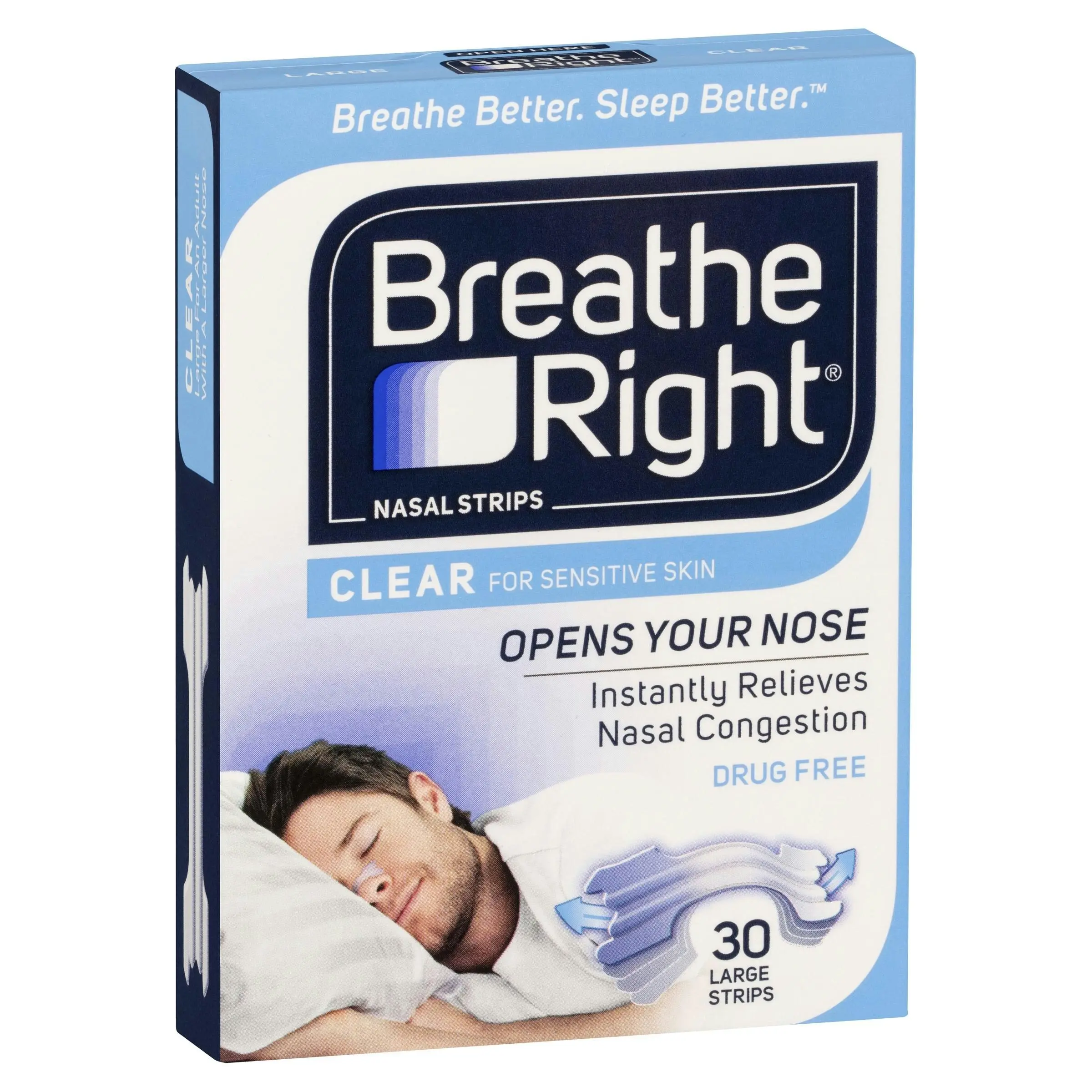 Breathe Right Nasal Strips Clear Large 30 Strips