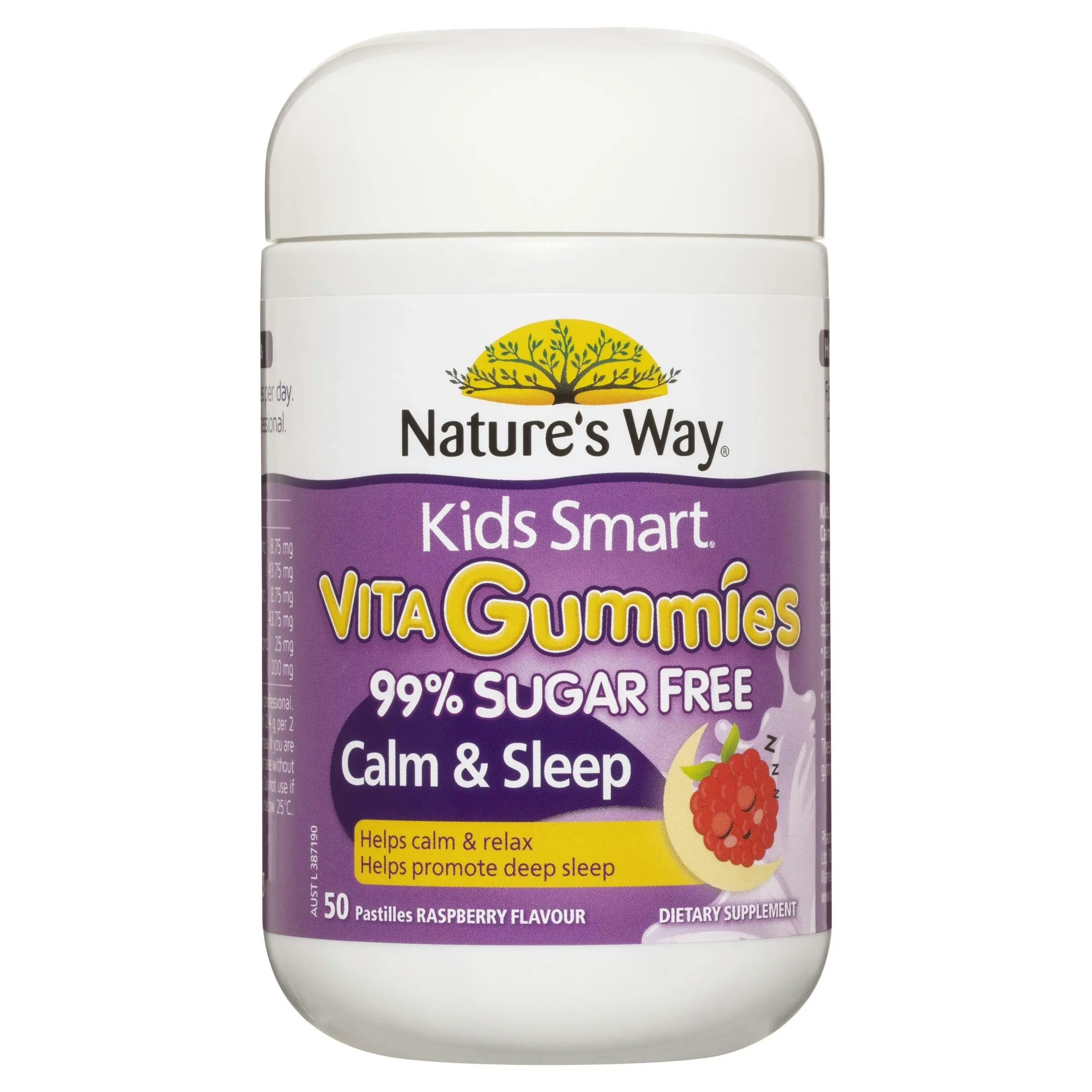 Nature's Way Kids Smart Vita Gummies 99% Sugar Free Calm & Sleep Raspberry Flavour 50 Gummies