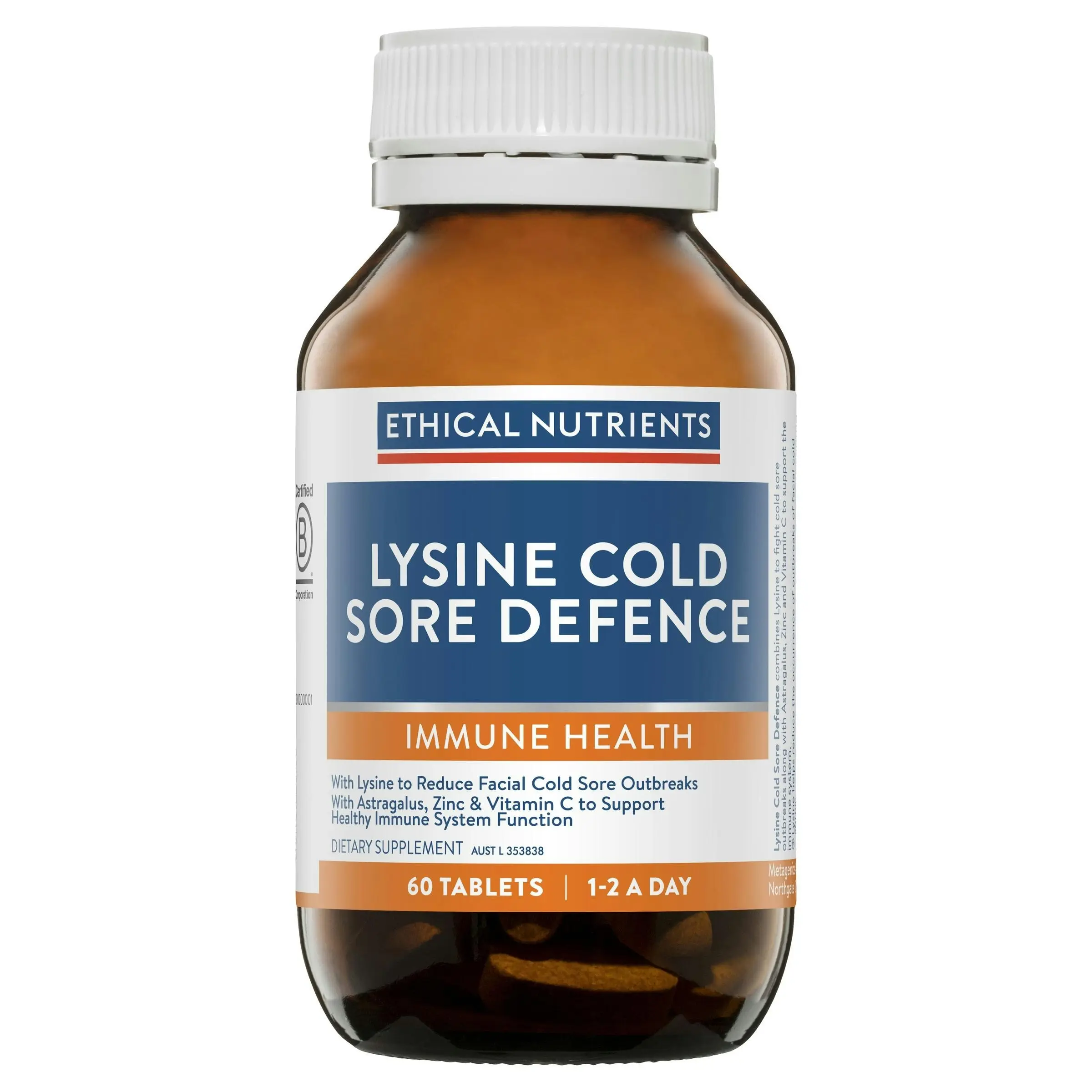 Ethical Nutrients Lysine Cold Sore Defence 60 Tablets