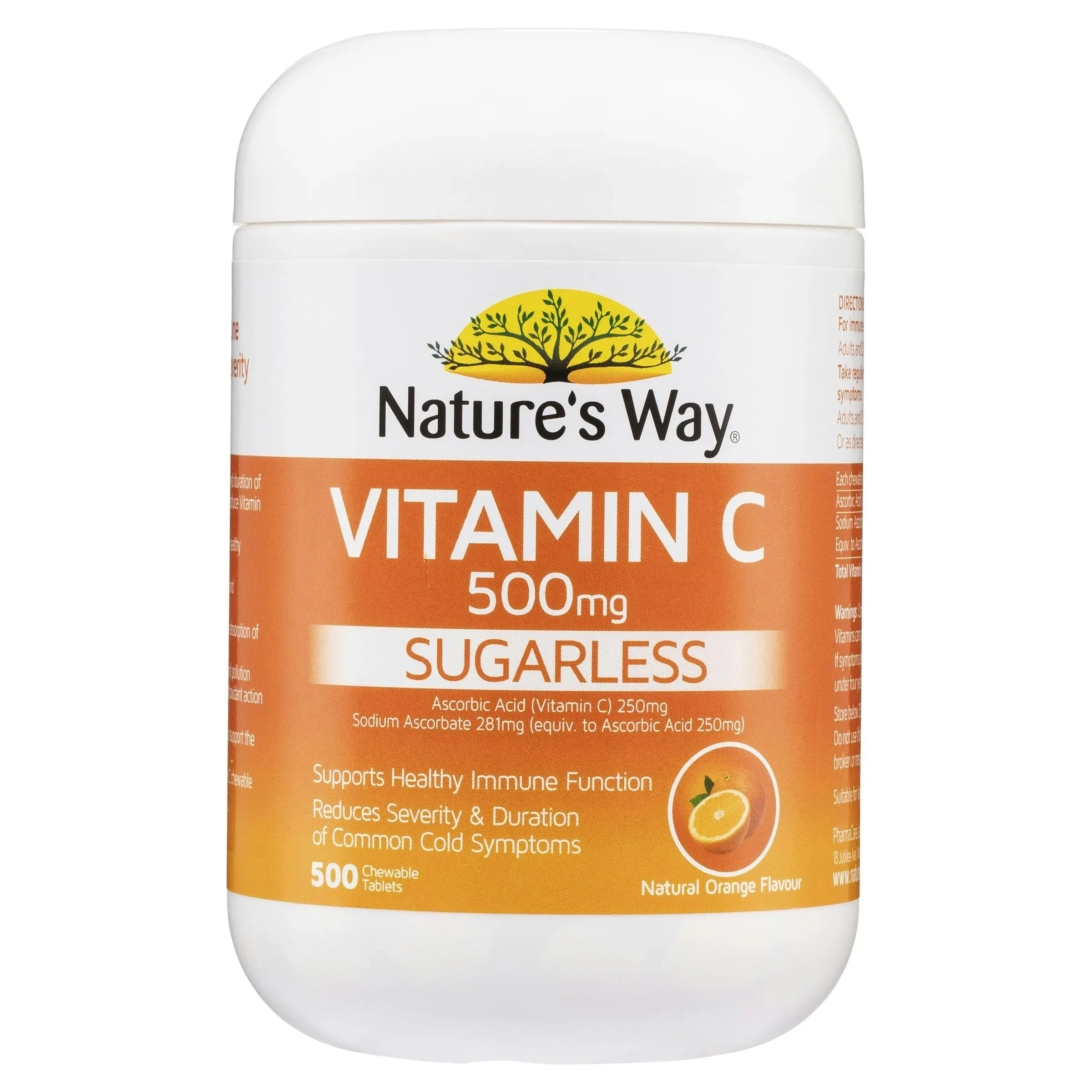 Nature's Way Sugarless Vitamin C 500mg Tablets 500 Chewable Tablets