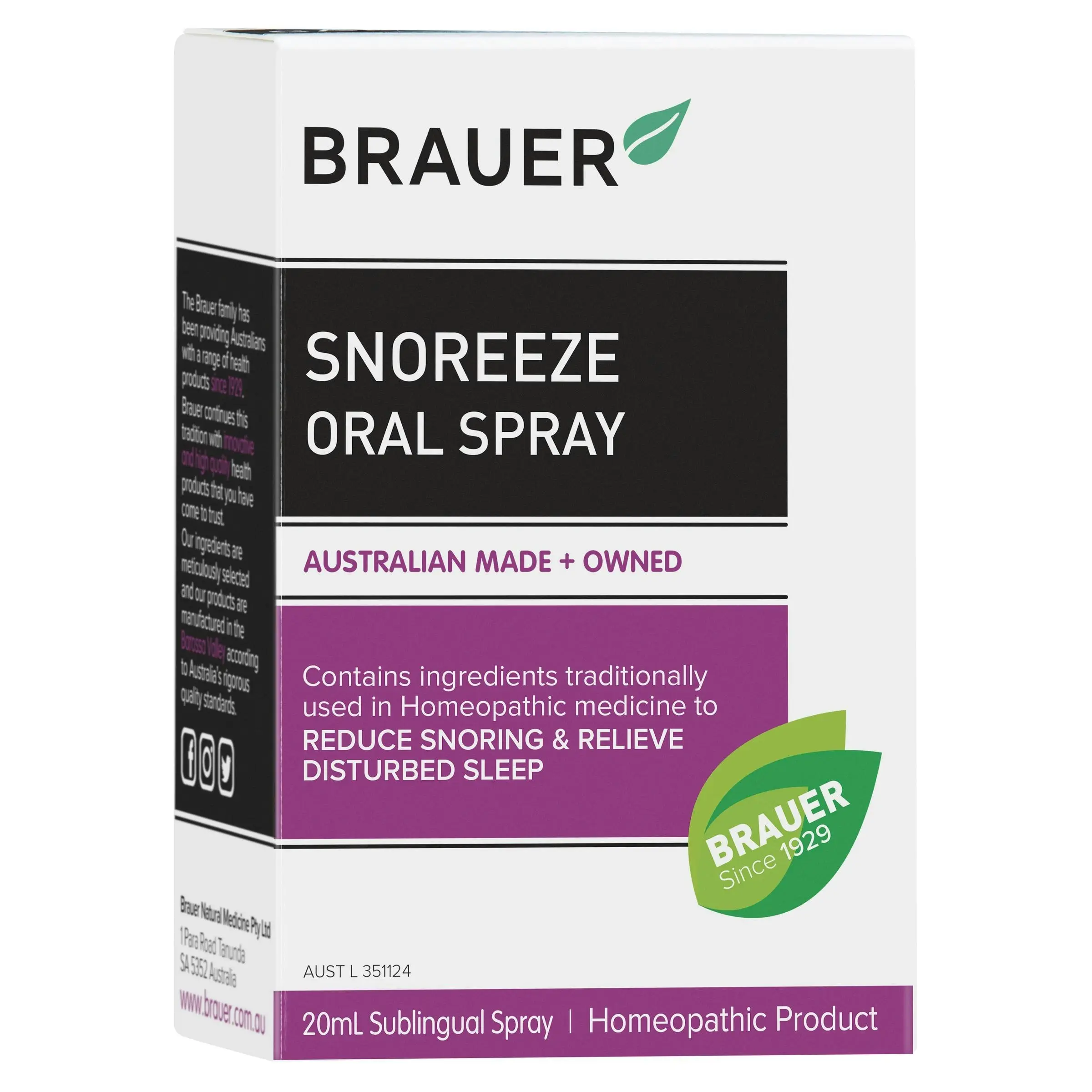 Brauer Snoreeze Oral Spray 20mL