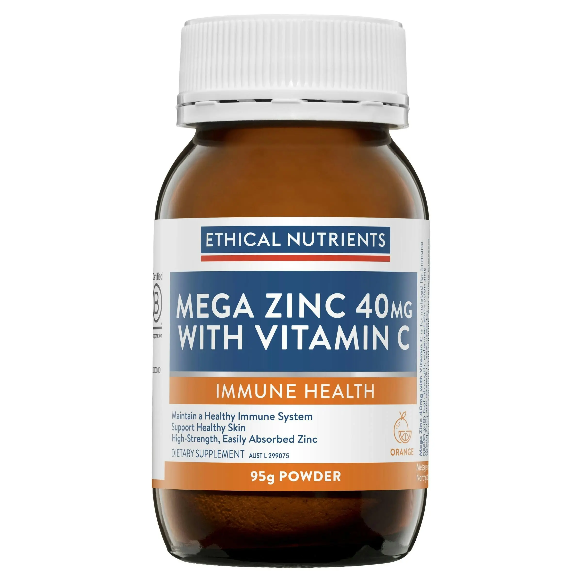 Ethical Nutrients Mega Zinc Powder 40mg (Orange)95G