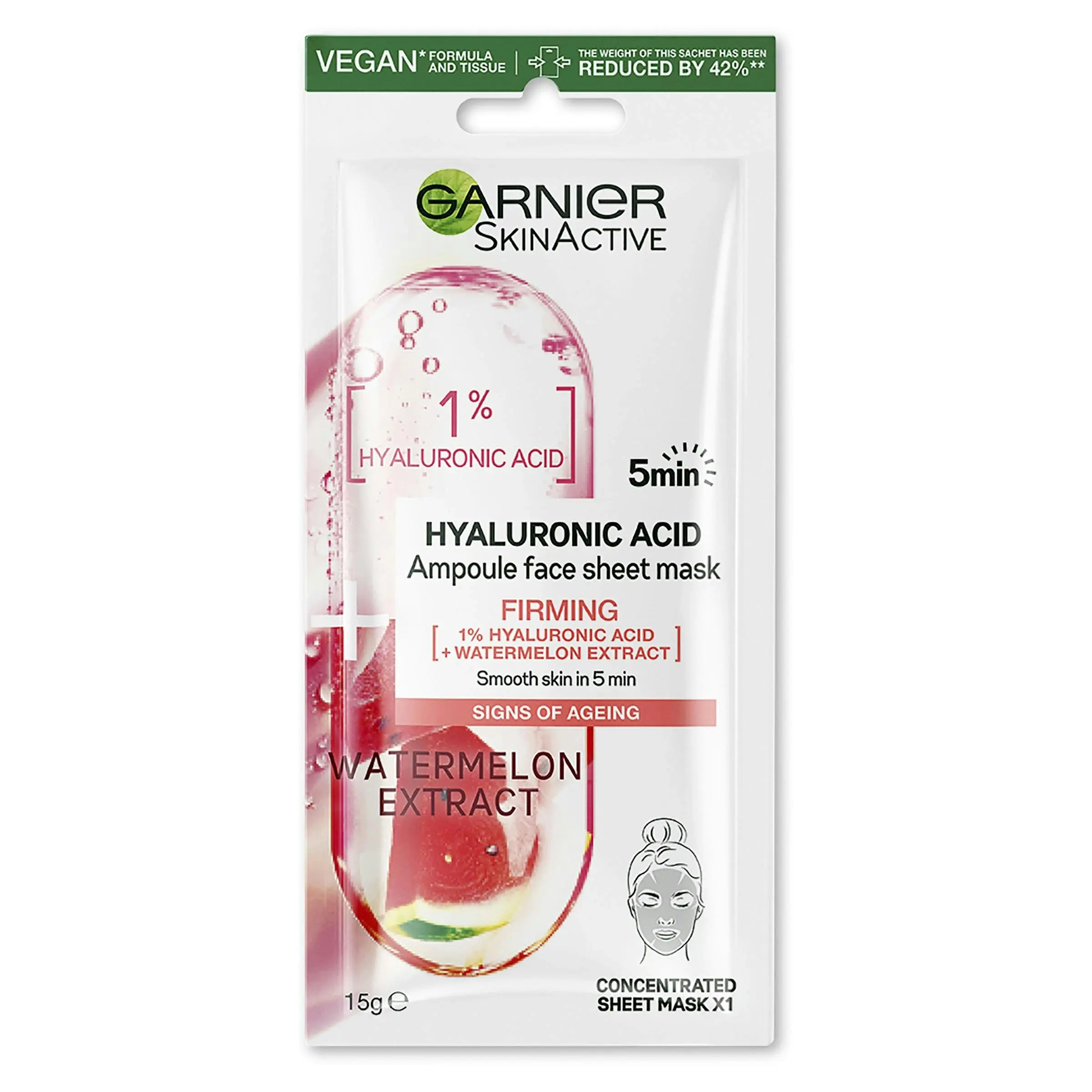 Garnier Skin Active Tissue Mask Firming Hyaluronic Acid With Watermelon Extract 15g