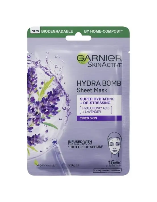 Garnier Hydra Bomb Hyaluronic Acid + Lavender Sheet Mask 28g