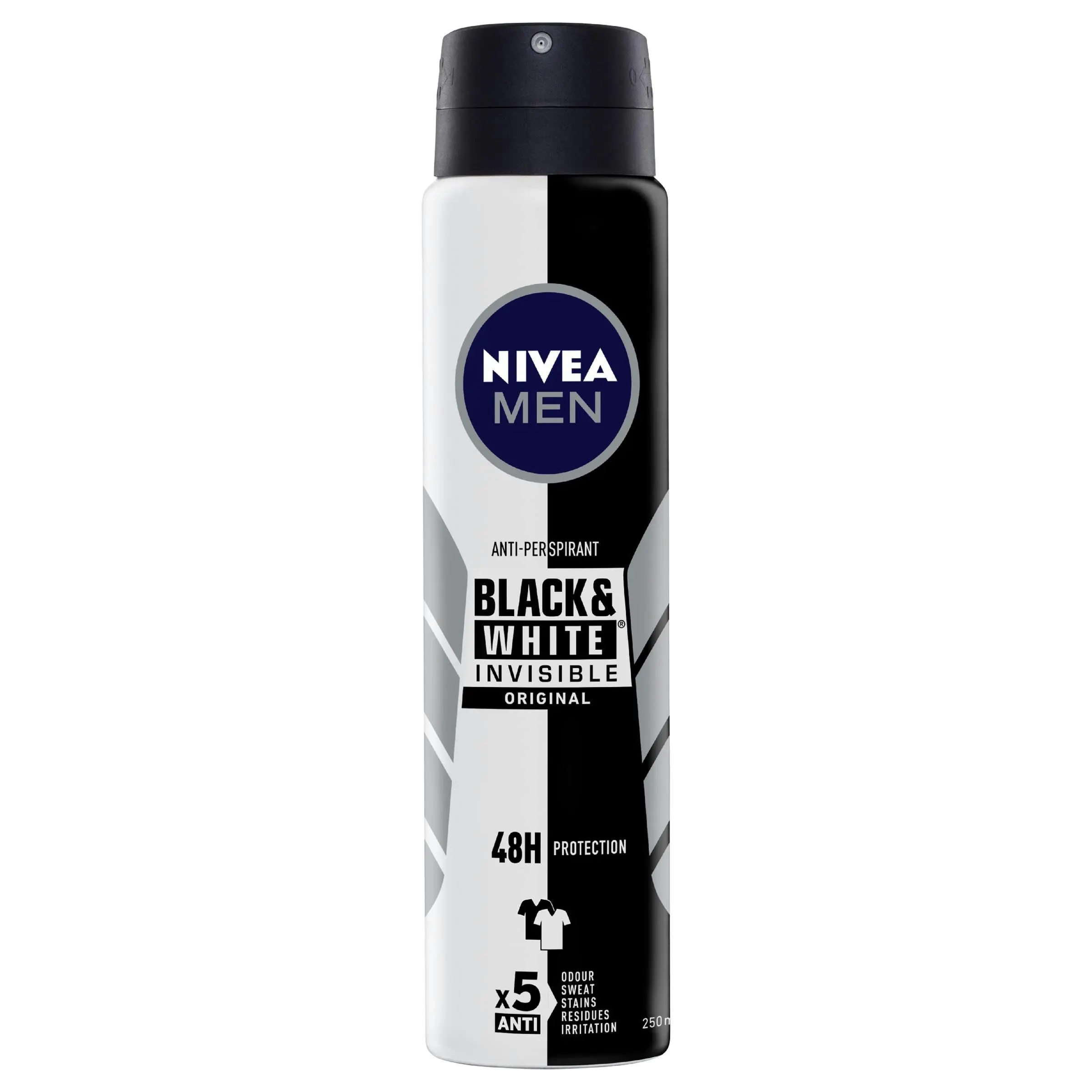 Nivea Deodorant Aerosol Men Invisible Black And White 250mL