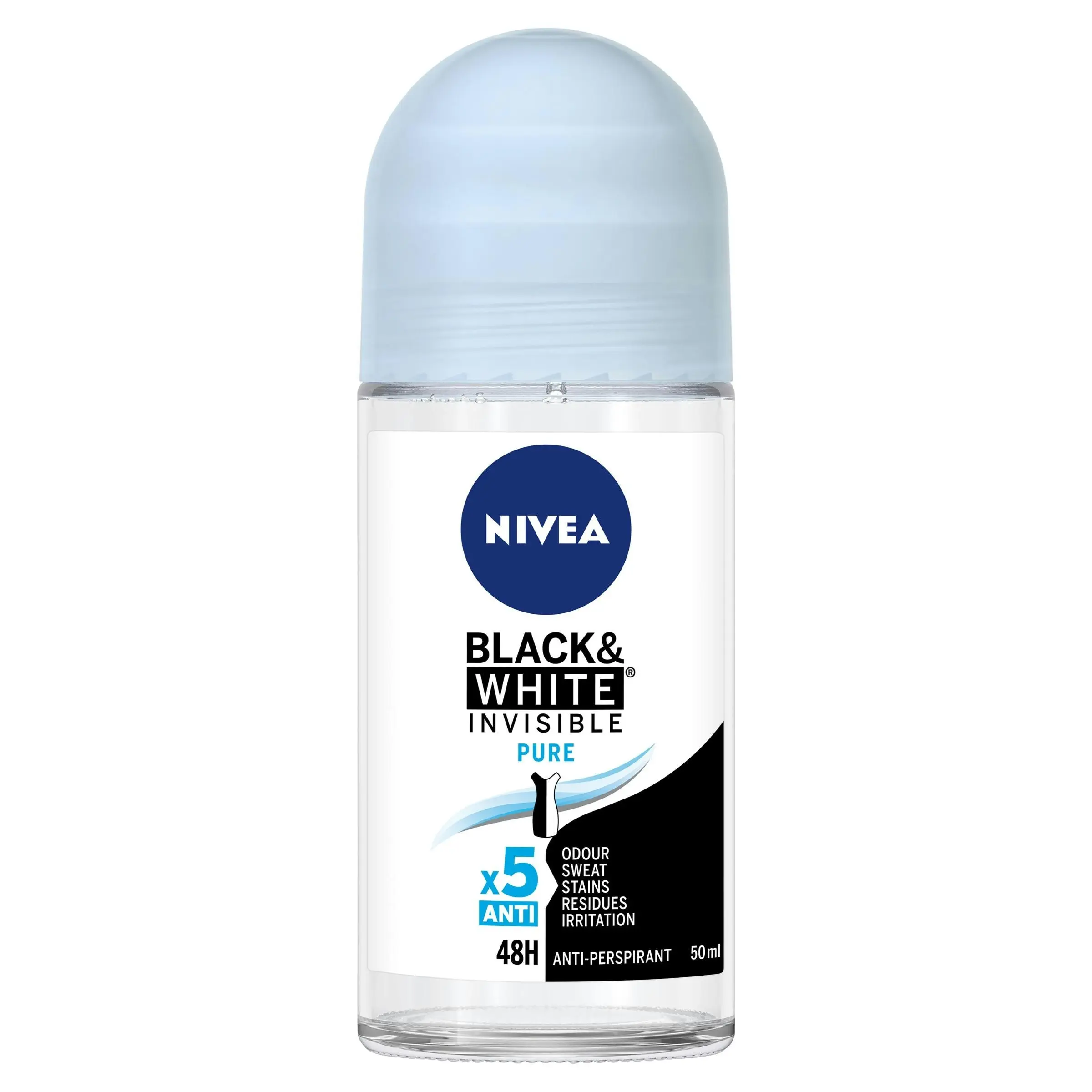 Nivea Deodorant Roll On Invisible Black And White Pure 50mL