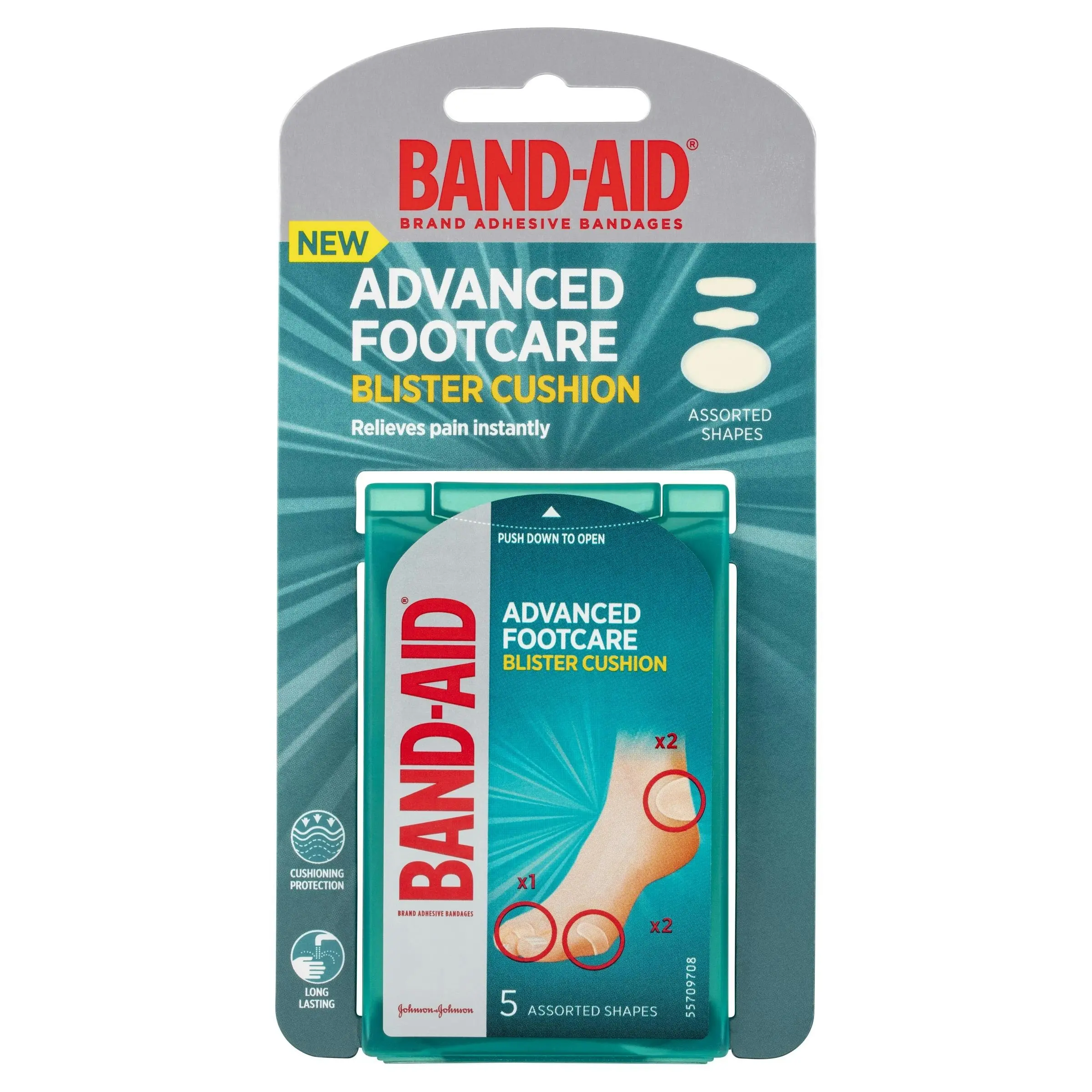 BAND-AID Advanced Footcare Blister Cushion Assorted Shapes 5 Pack