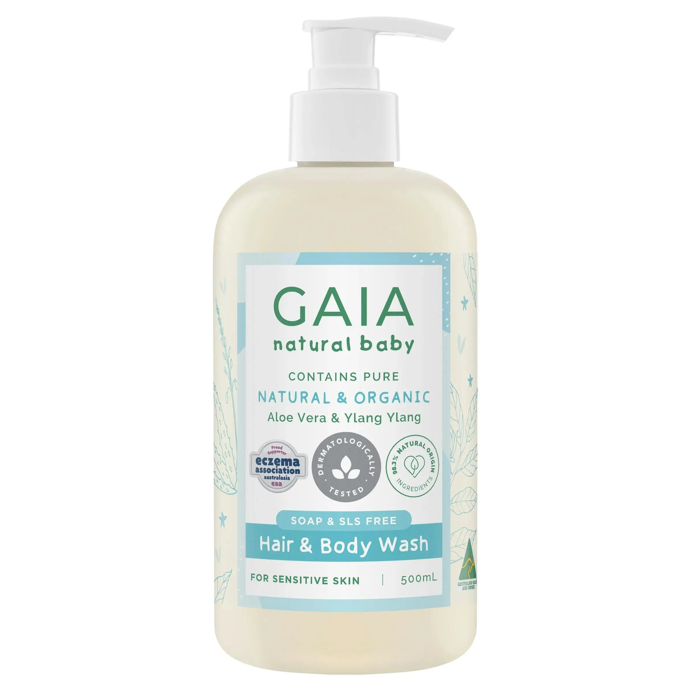 Gaia Natural Baby Hair & Body Wash 500mL