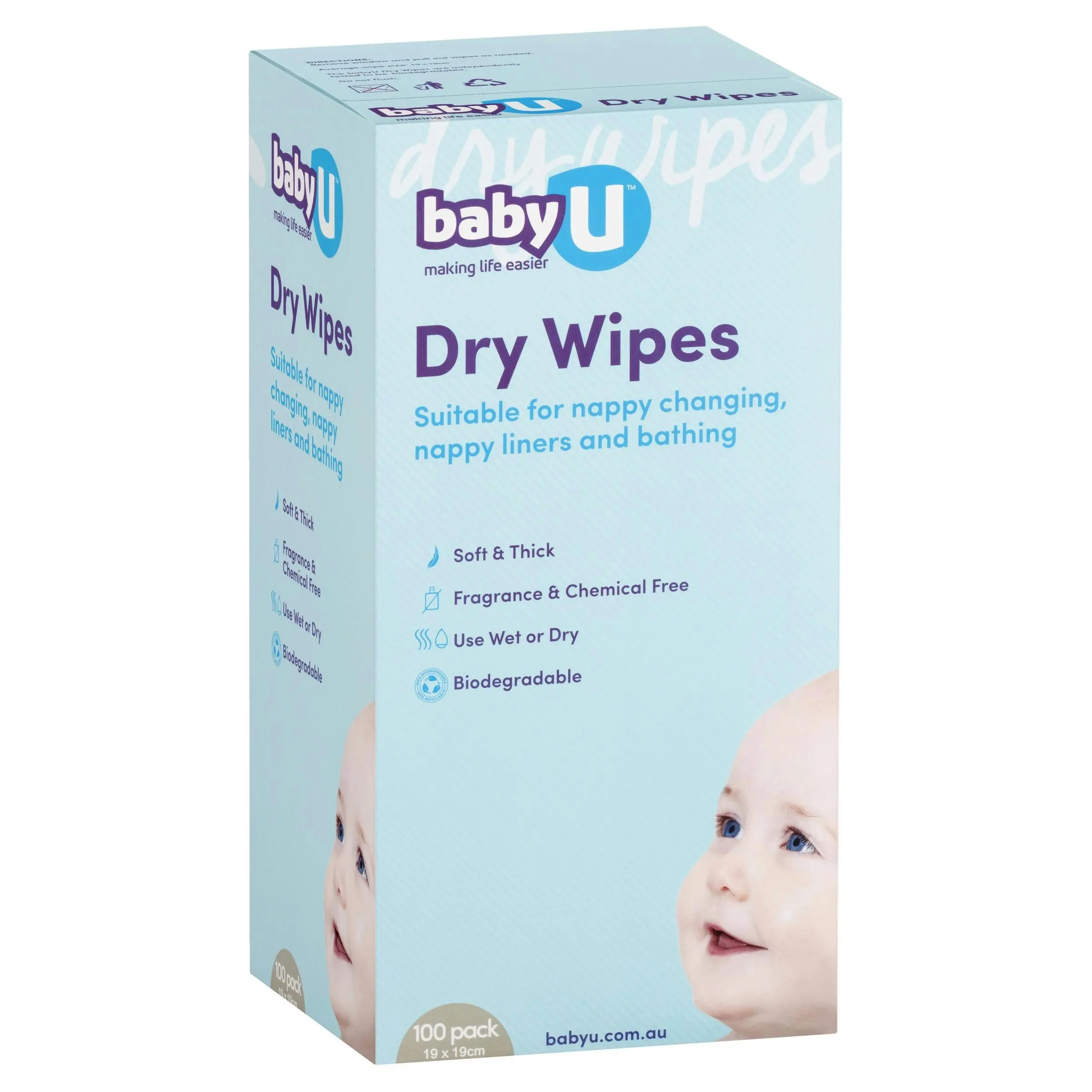 Baby U Dry Wipes 100 Pack