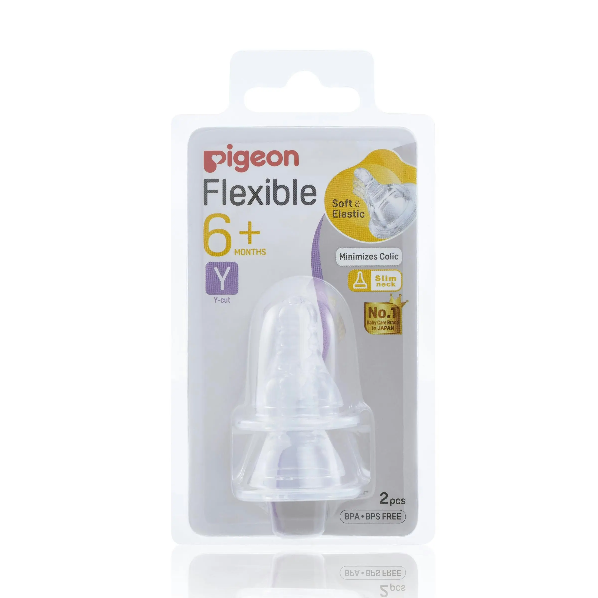 PIGEON Peristaltic Slim Neck Teat Y-Cut 2 Pack