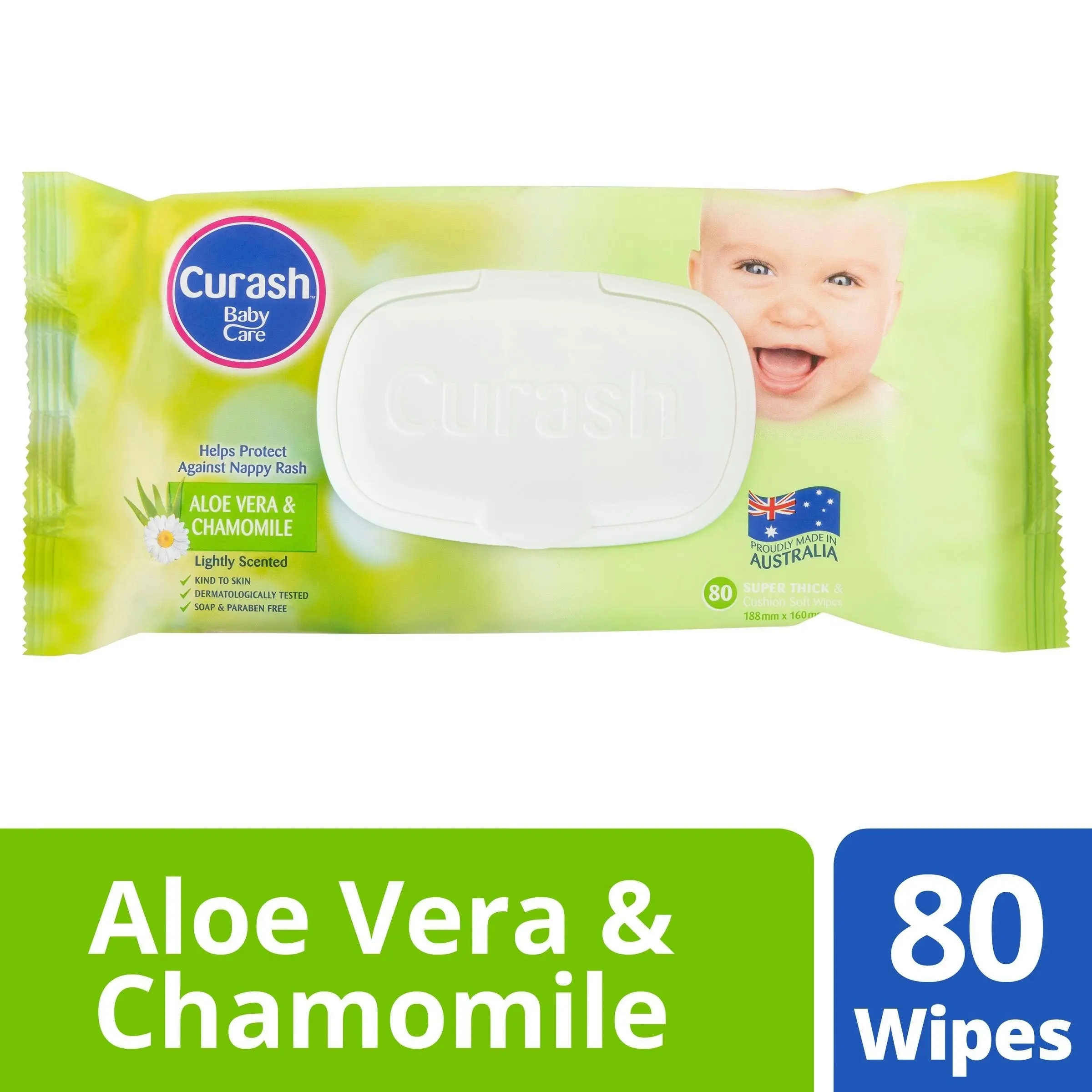 Curash Wipes Aloe And Chamomile 80 Pack