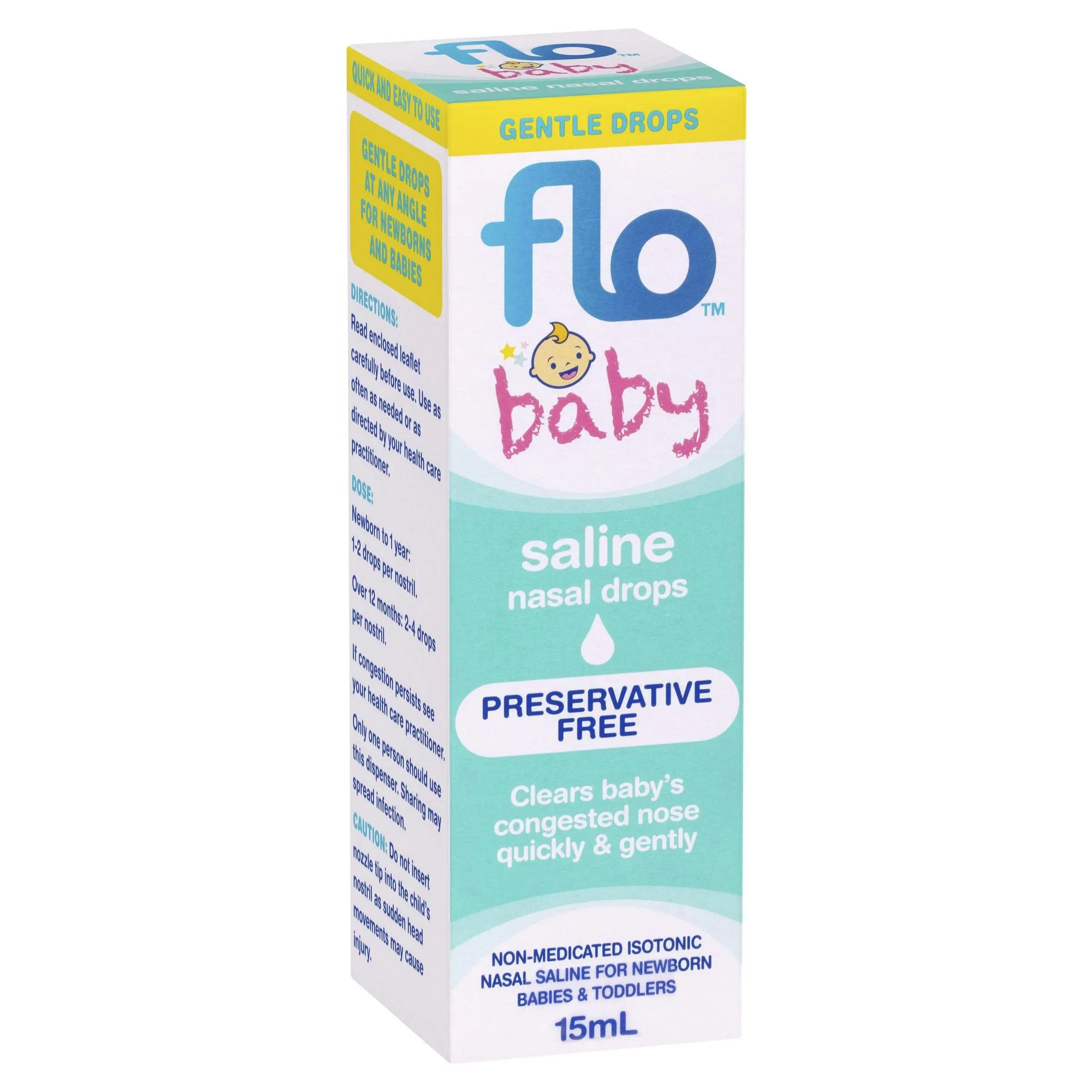 Flo Baby Saline + Nasal Drops 15mL