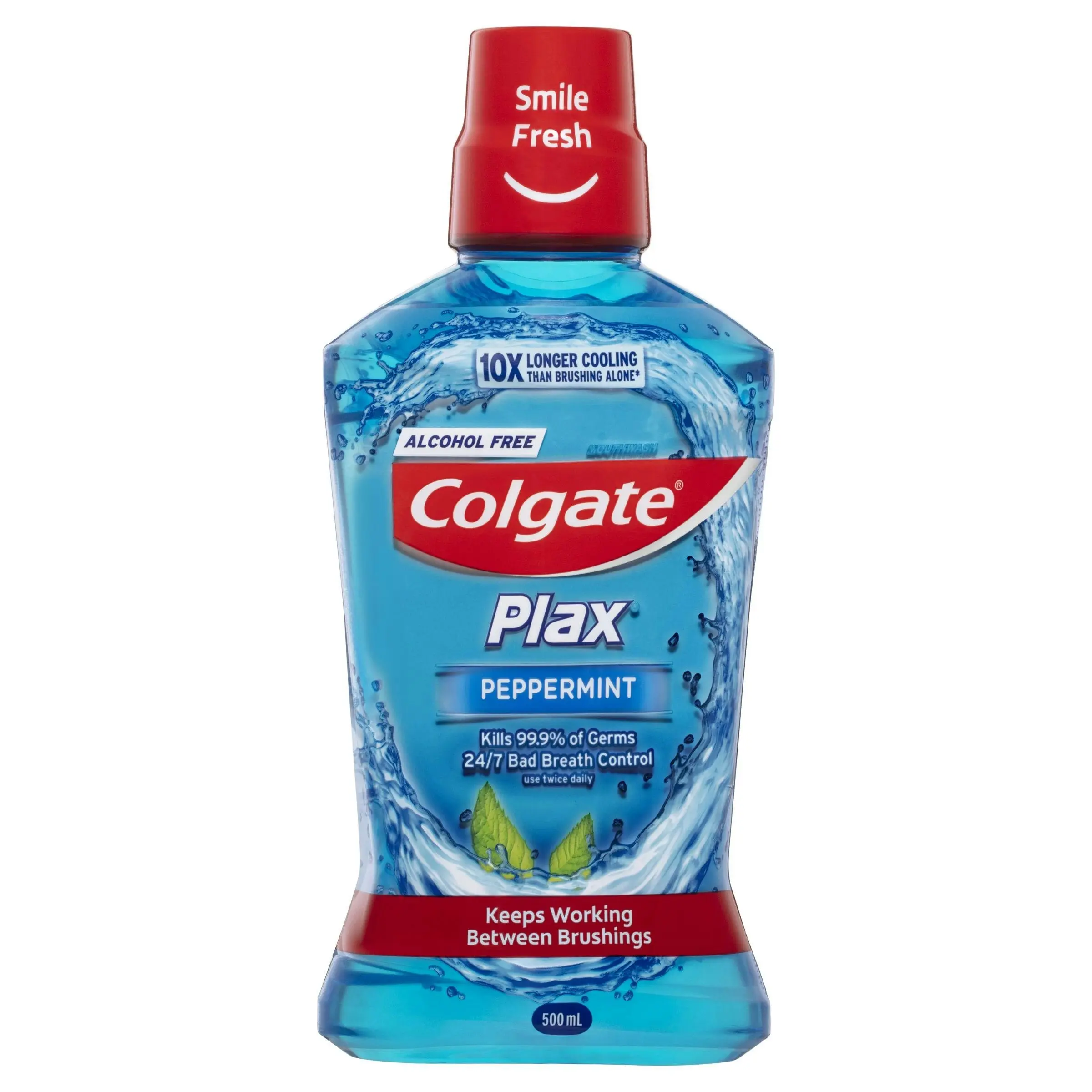 Colgate Plax Alcohol Free Antibacterial Mouthwash Peppermint 500mL