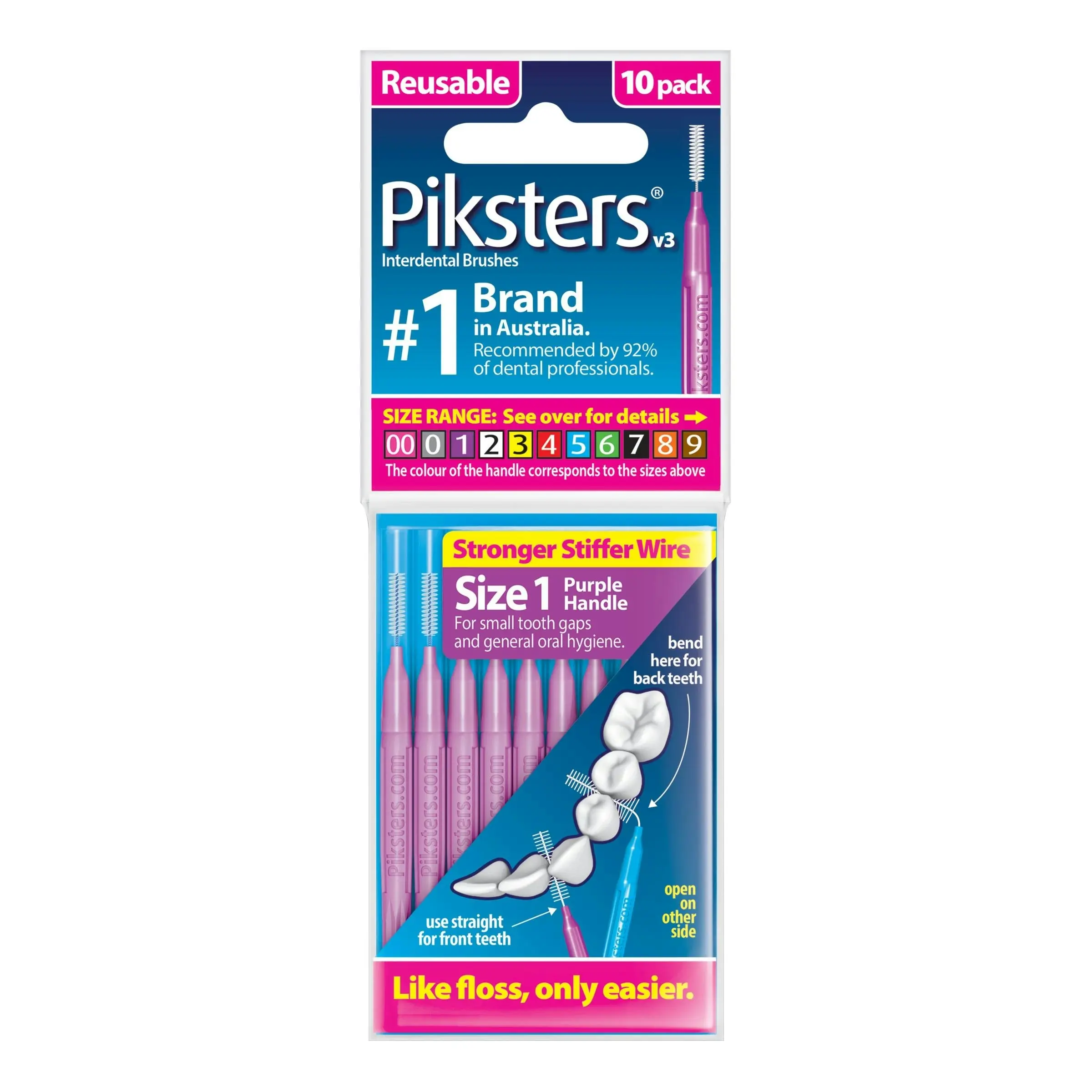 Piksters Interdental Brush Size 1 Purple 10 Pack