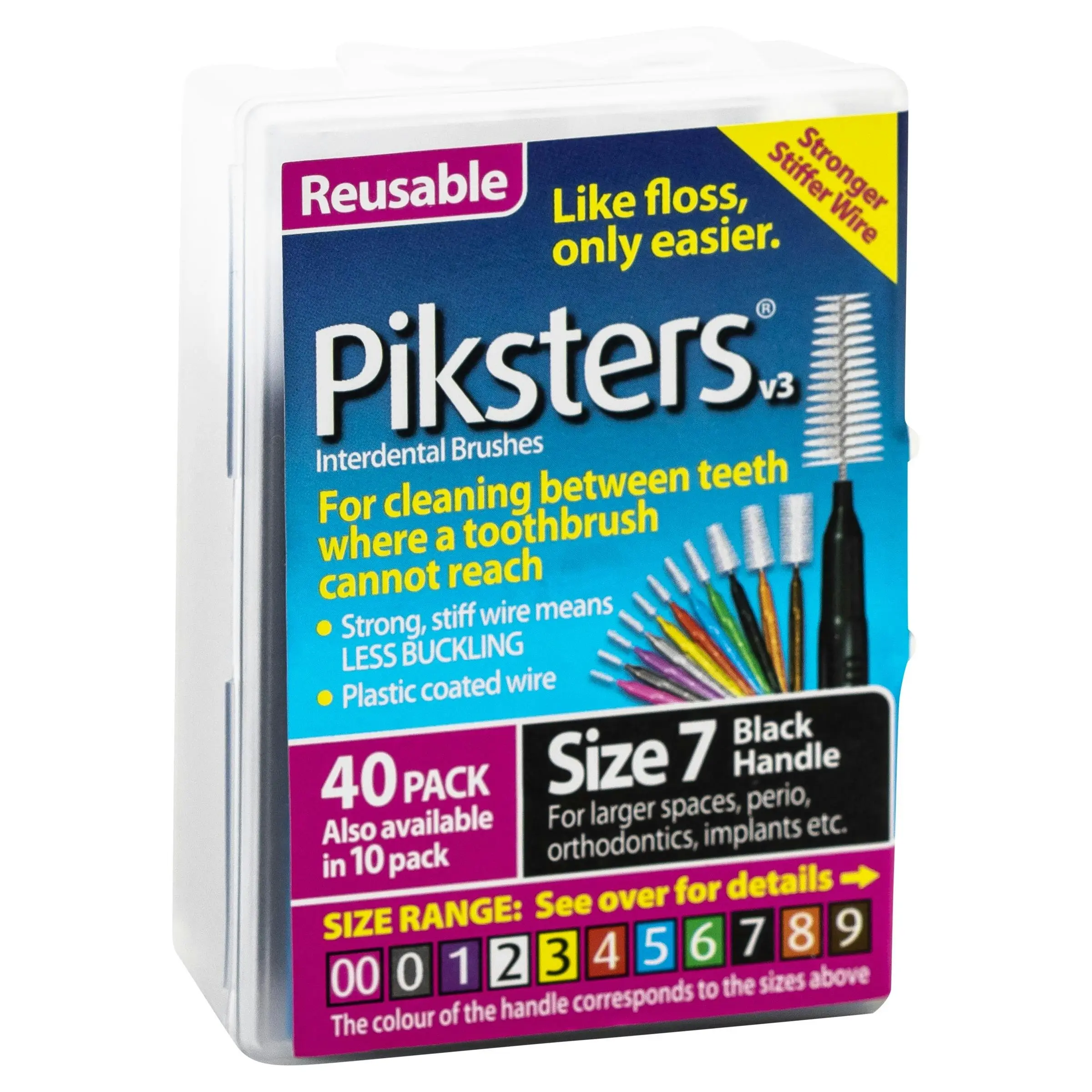 Piksters Interdental Brush Size 7 Black 40 Pack