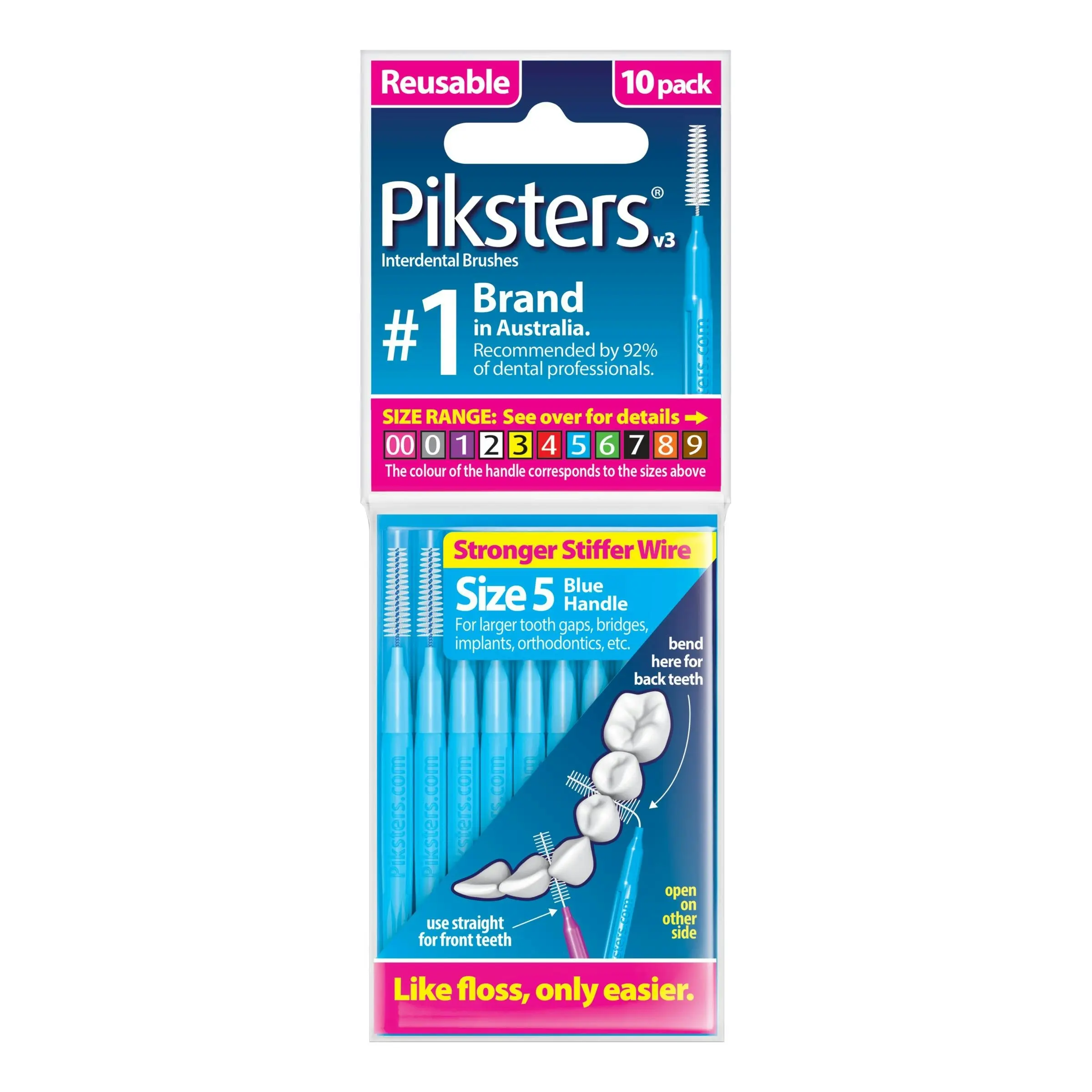 Piksters Interdental Brush Size 5 Blue 10 Pack