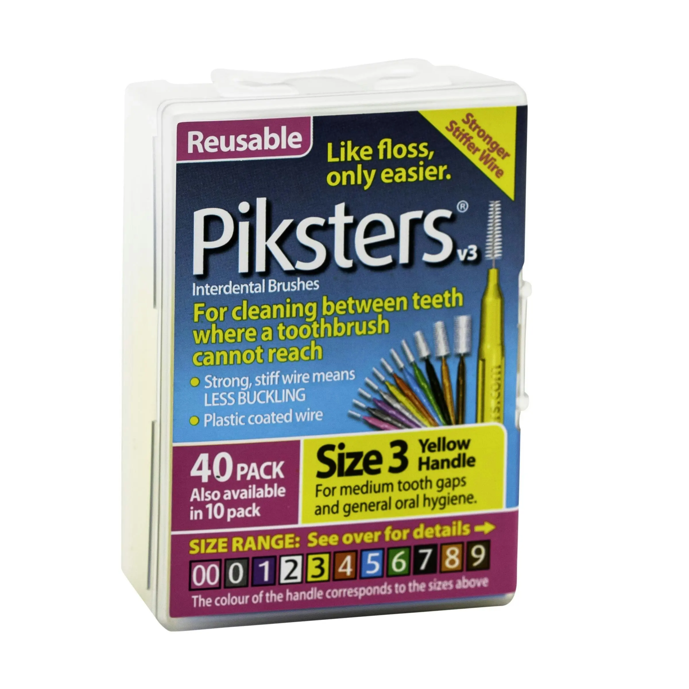 Piksters Interdental Brush Size 3 Yellow 40 Pack