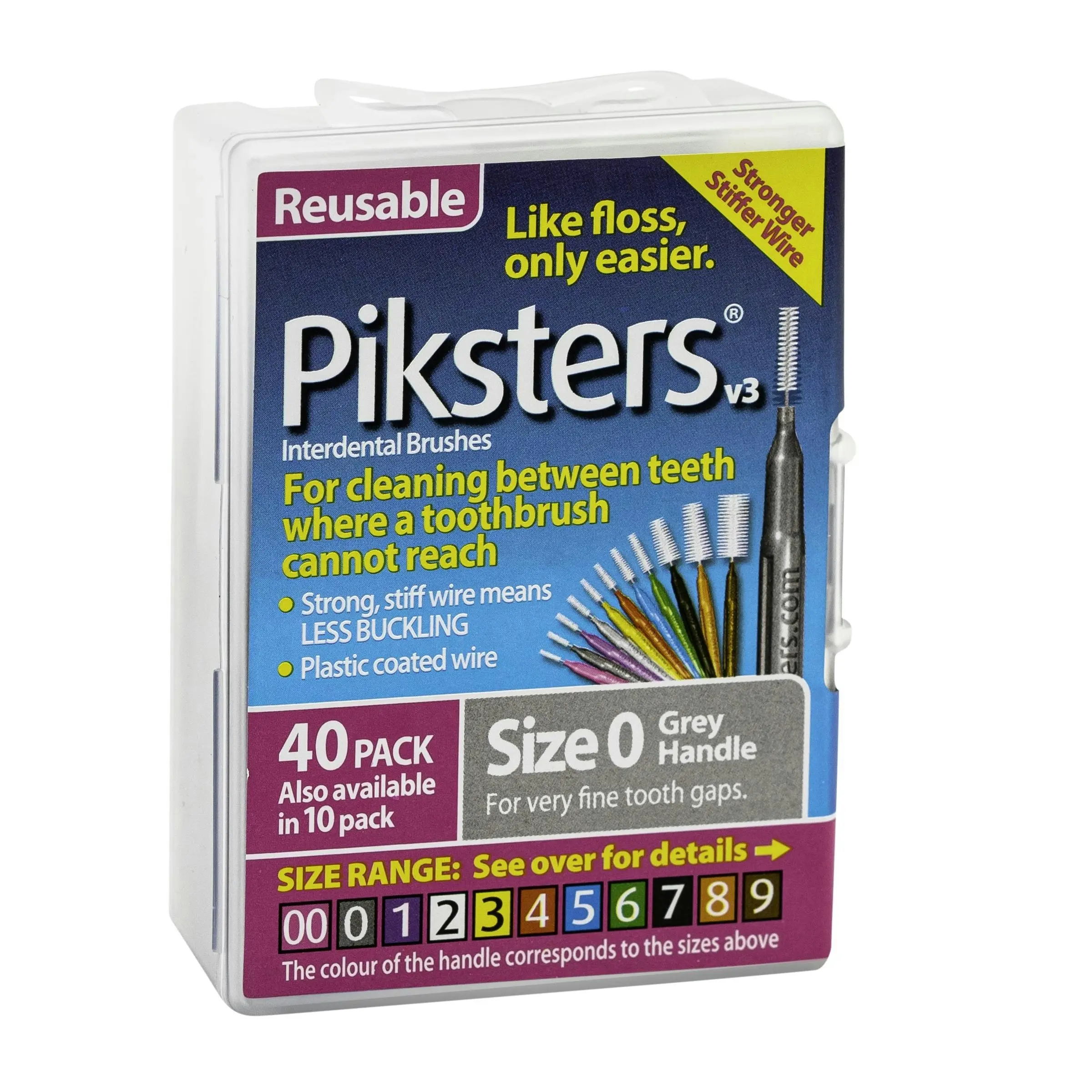 Piksters Interdental Brush Size 0 Grey 40 Pack