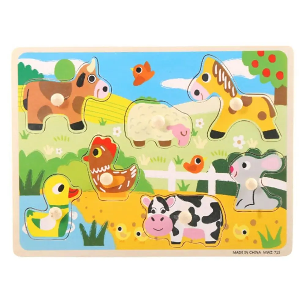 Farm Animals Puzzle Set Wooden Puzzles Kids Childrens Educational Toys