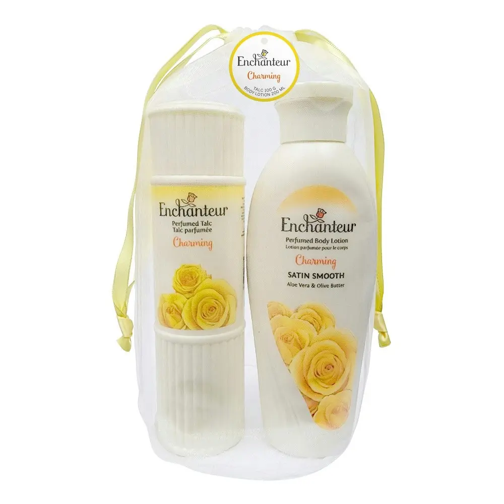 Enchanteur Charming Gift Bag Set 100gm Talc Powder and 200ml Body Lotion