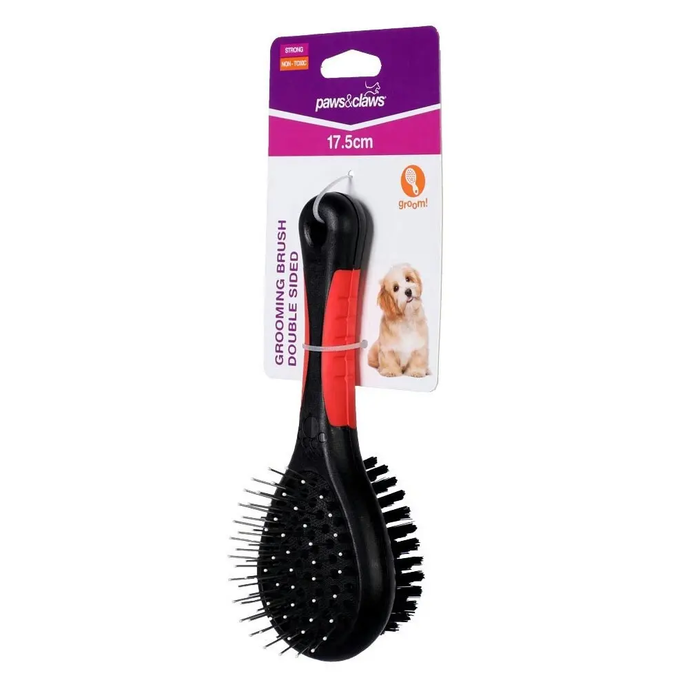 Paws & Claws 17.5cm Double Sided Grooming Pet Brush Dog/Cat Cleaning Comb Black