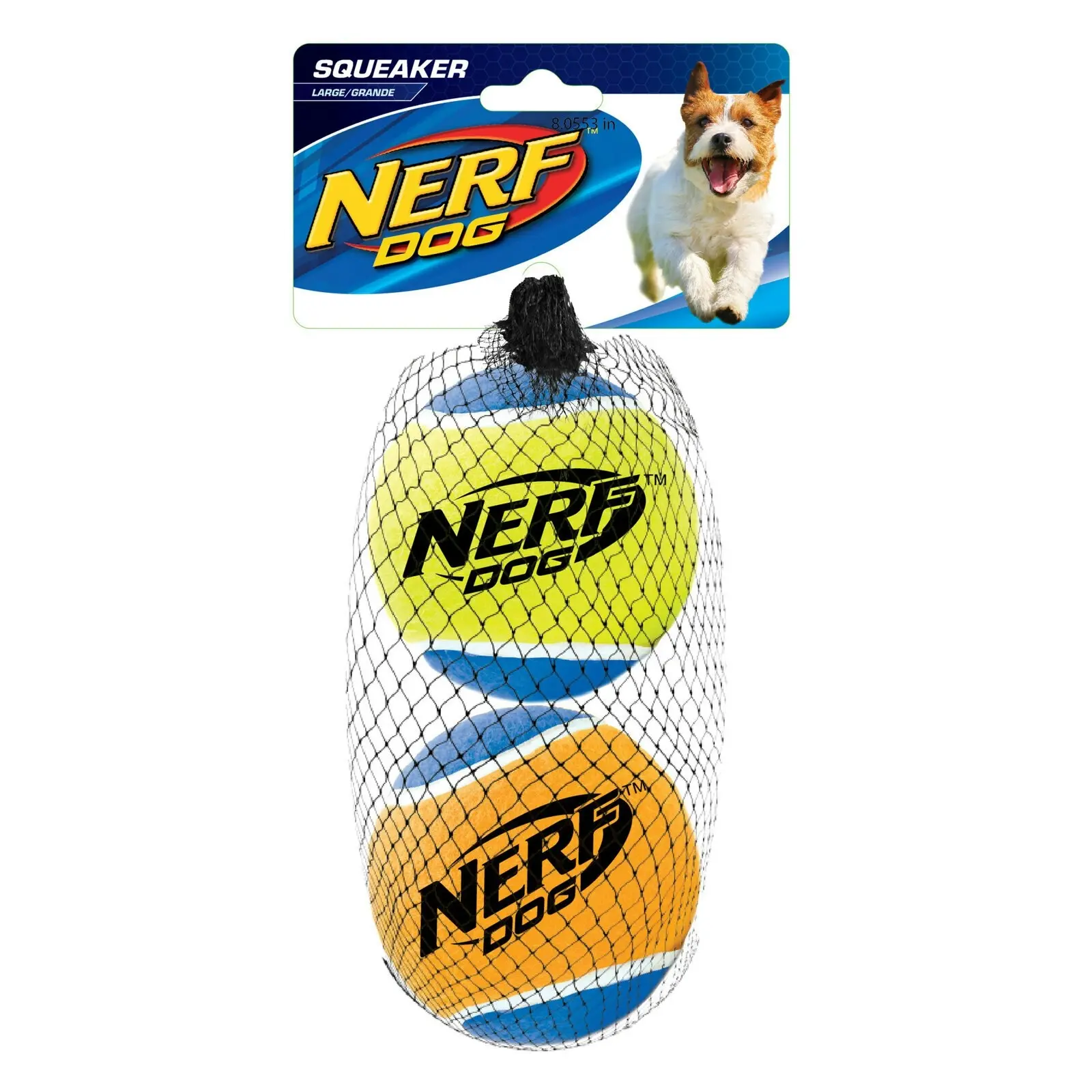 2x Nerf Dog 3in Squeak Tennis Balls Multi Use Squeak Play Fetch Throw Play Toy