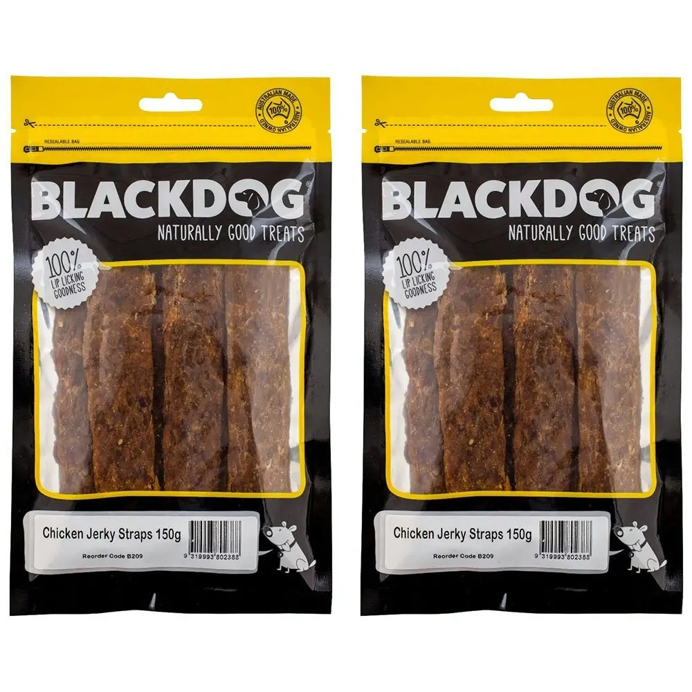 2x Blackdog 120g Naturally Good Pet/Dog Chicken Jerky Straps Healthy Treats/Food