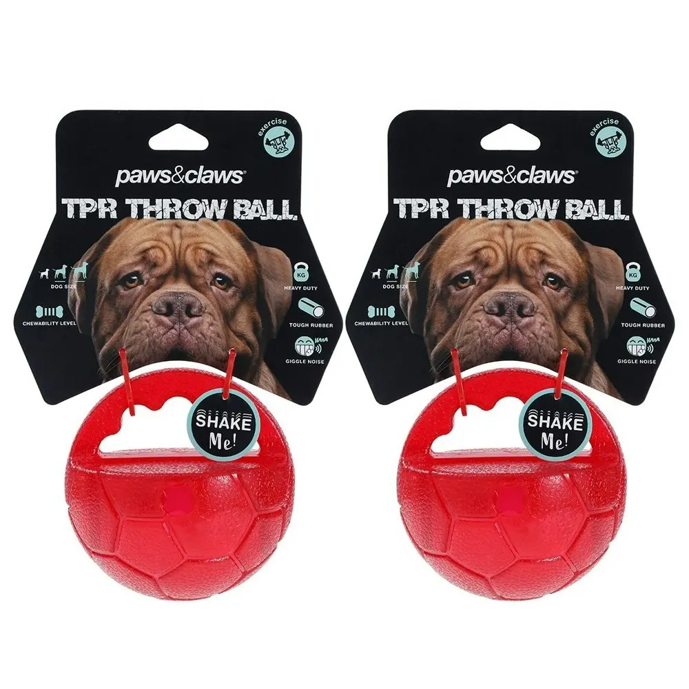 2x Paws & Claws Pet Dog 10cm Rubber Giggle Throw Ball Training/Fetch Toy ASSTD