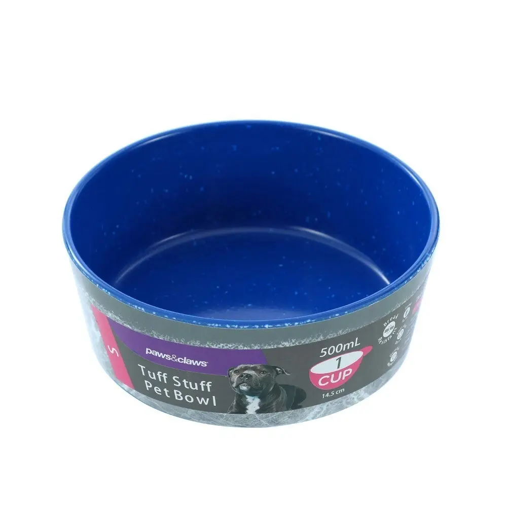 Paws & Claws Medium 14.5cm/500ml Tuff Stuff Pet/Dog Bowl Food/Dish Feeder Blue