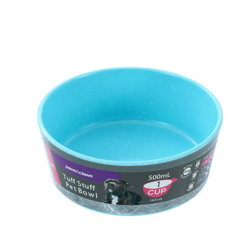 Paws & Claws 500ml Tuff Stuff Pet Dog/Cat Antiskid Melamine Drink/Food Bowl Aqua